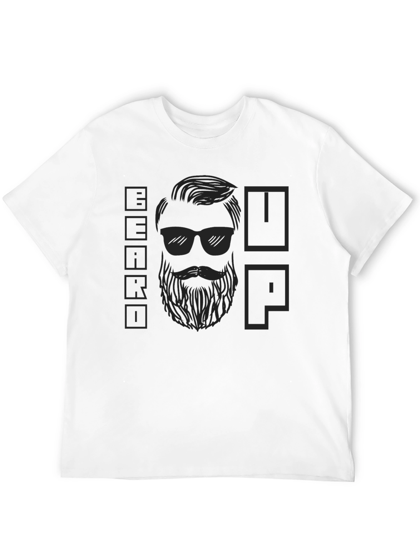 Black Beard Up Graphic T-Shirt - Cool Black Tee view 12
