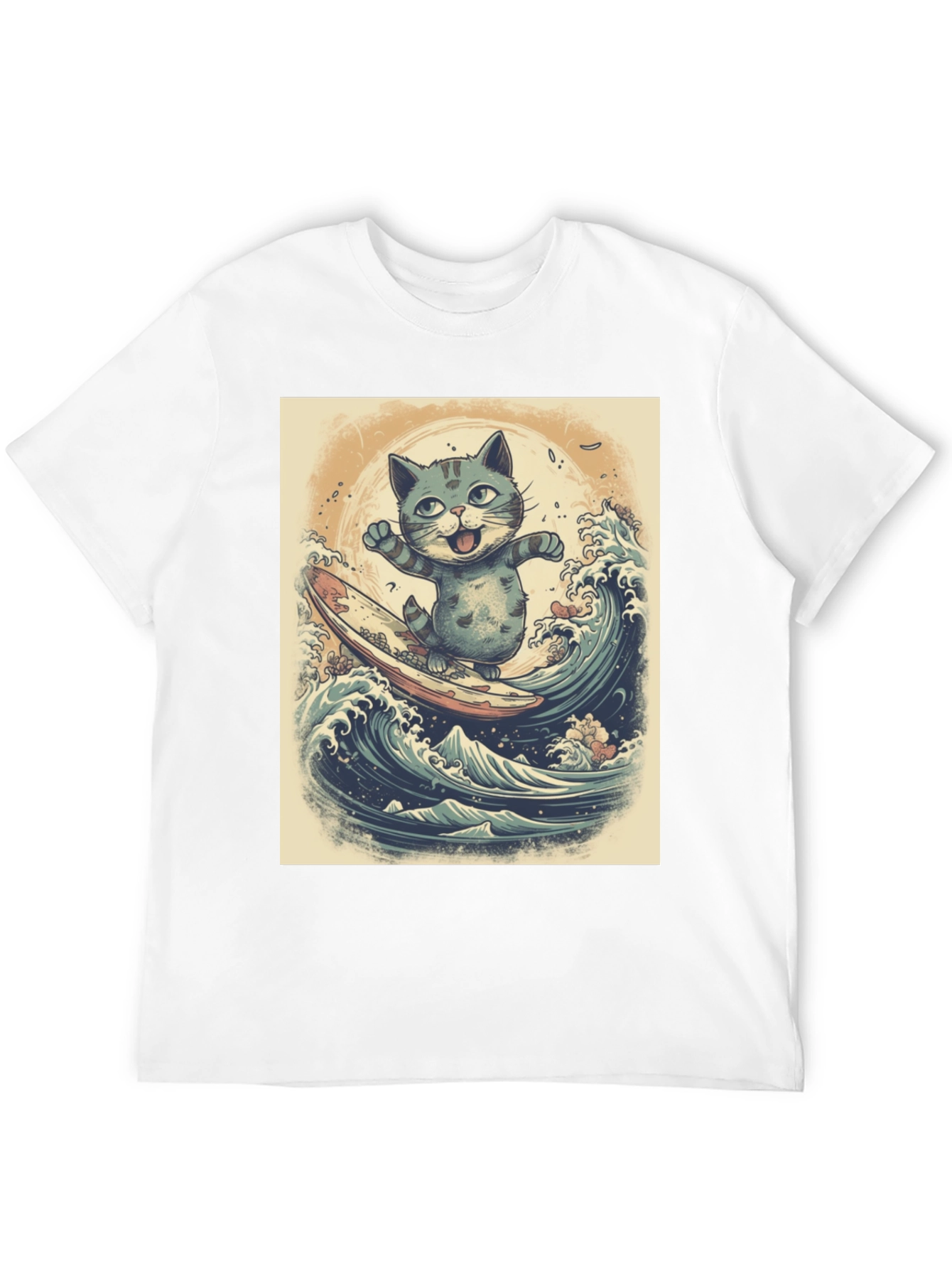 Black Cat Surfing Graphic Tee - Black Cotton Blend view 12