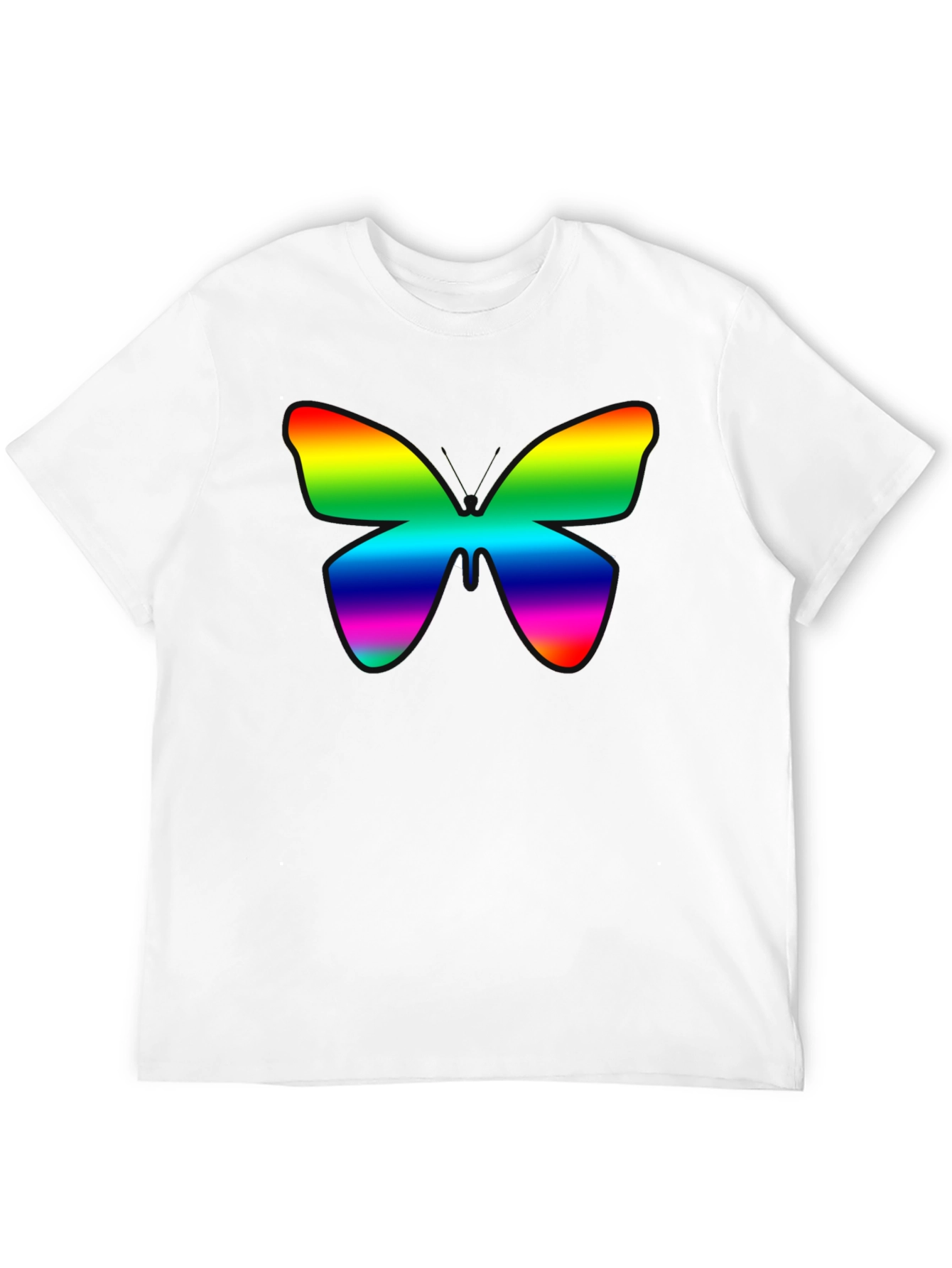 Black Rainbow Butterfly Graphic Black T-Shirt view 12