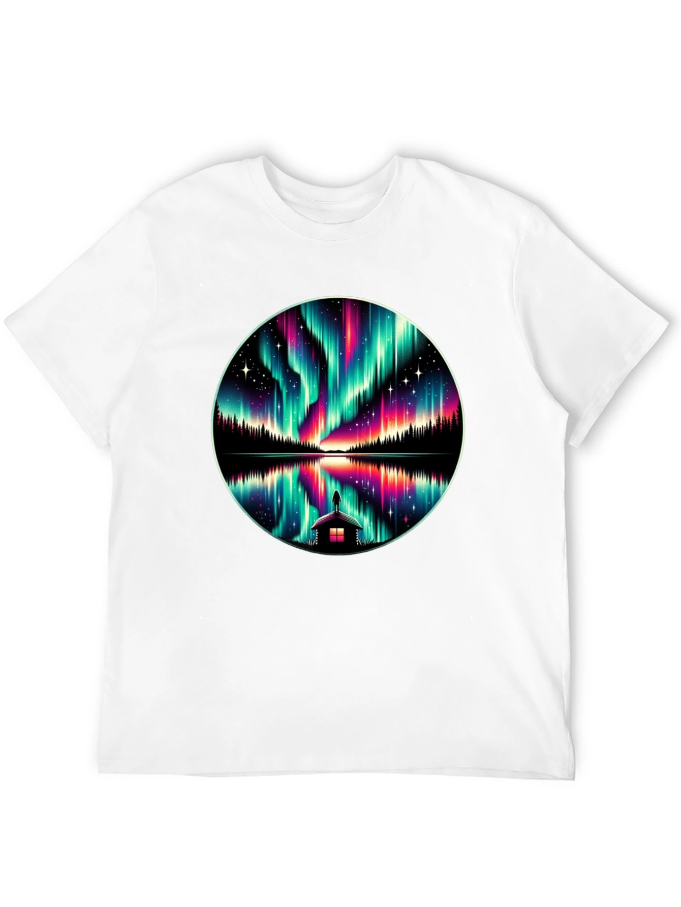 Black Aurora Borealis Reflection T-Shirt view 12