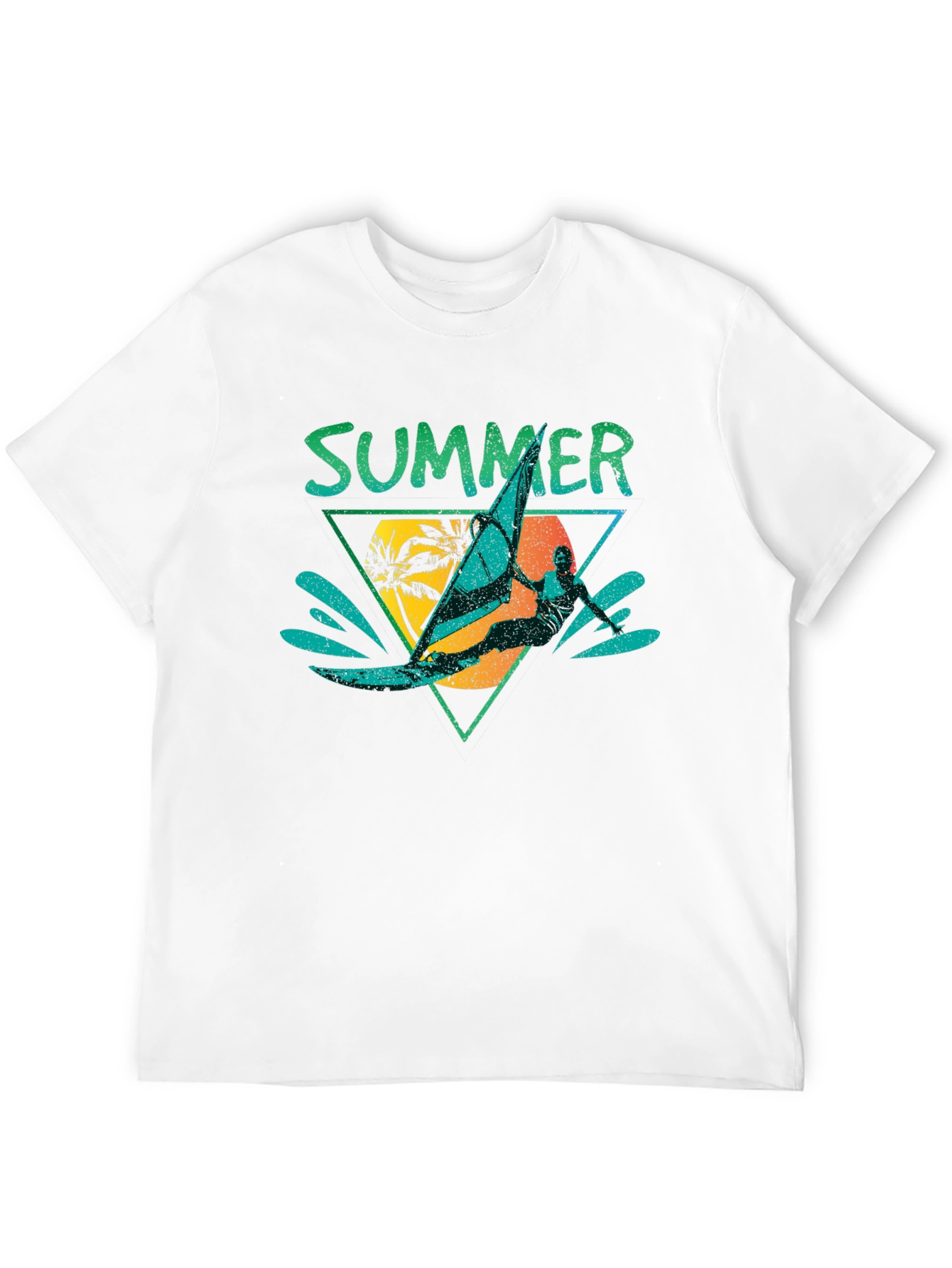 Black Summer Windsurfer Graphic T-Shirt view 12