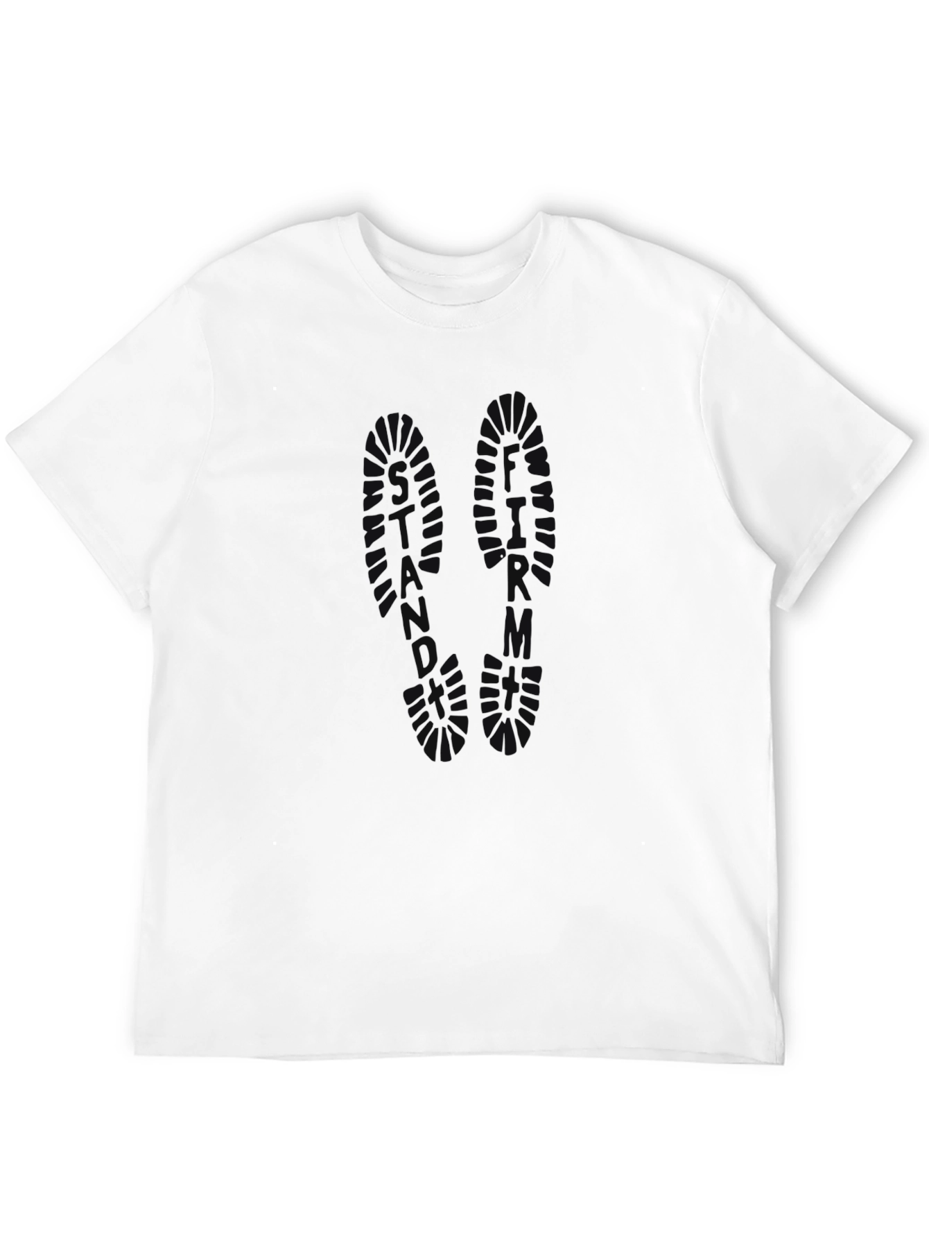 Black Black Crew Neck T-Shirt with Shoe Print view 12