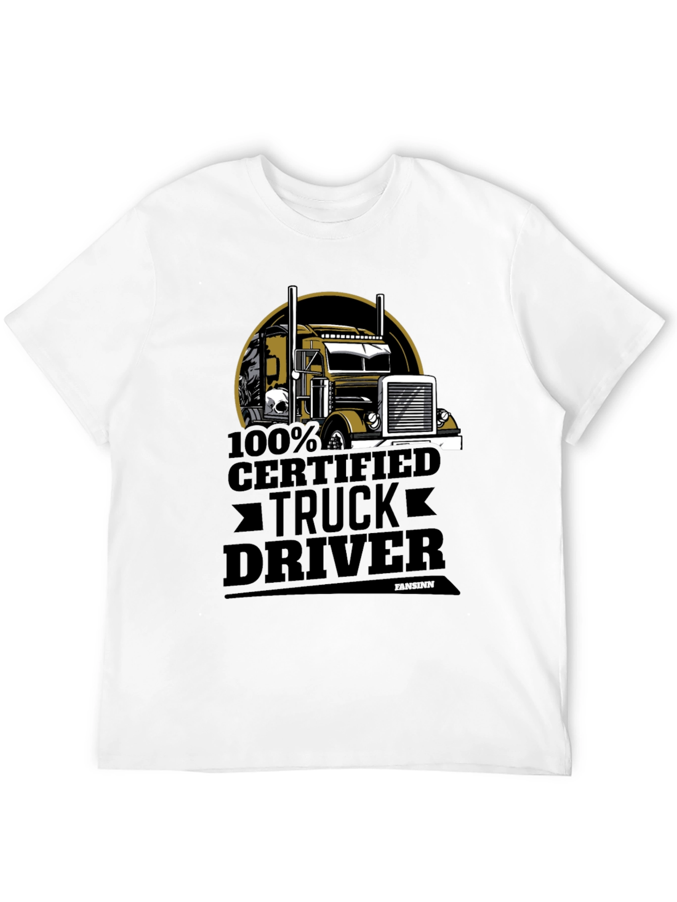 Black 100% Certified Truck Driver Black T-Shirt view 12
