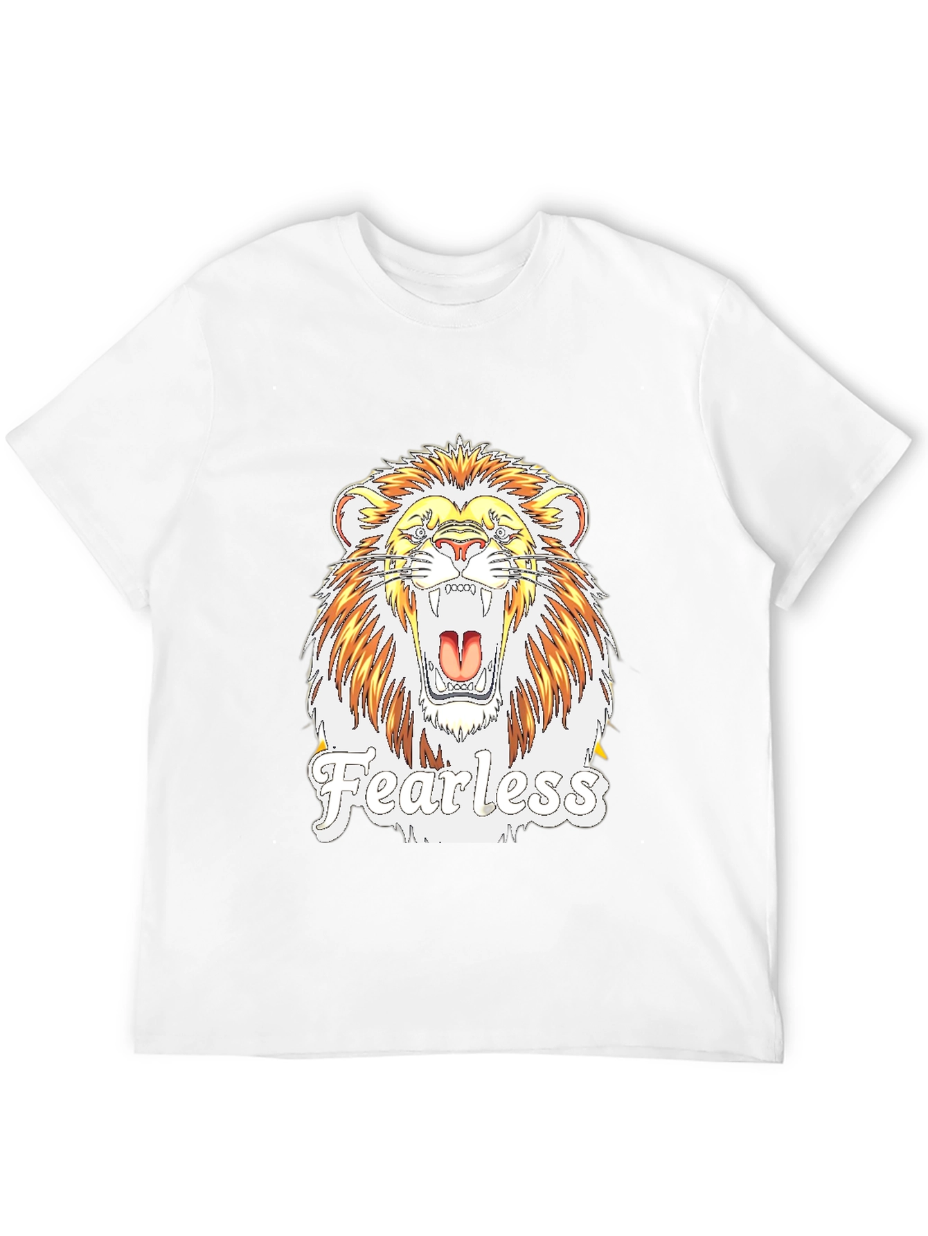 Black Fearless Lion Graphic Print T-Shirt view 12