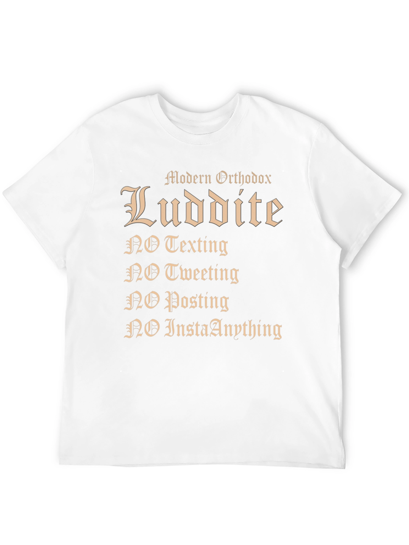 Black Modern Orthodox Luddite Novelty T-Shirt view 12