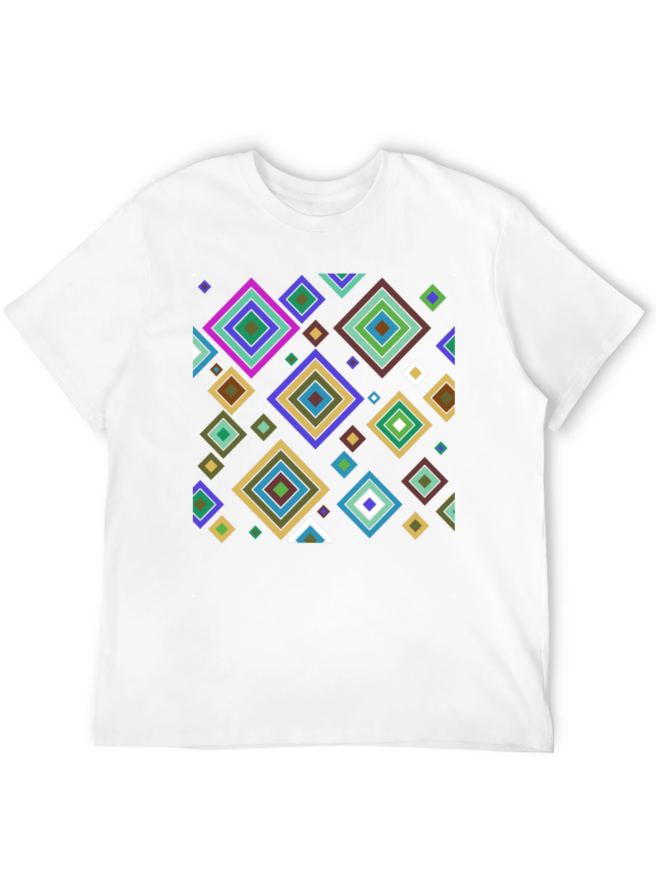 Black Geometric Diamond Pattern Black T-Shirt view 12