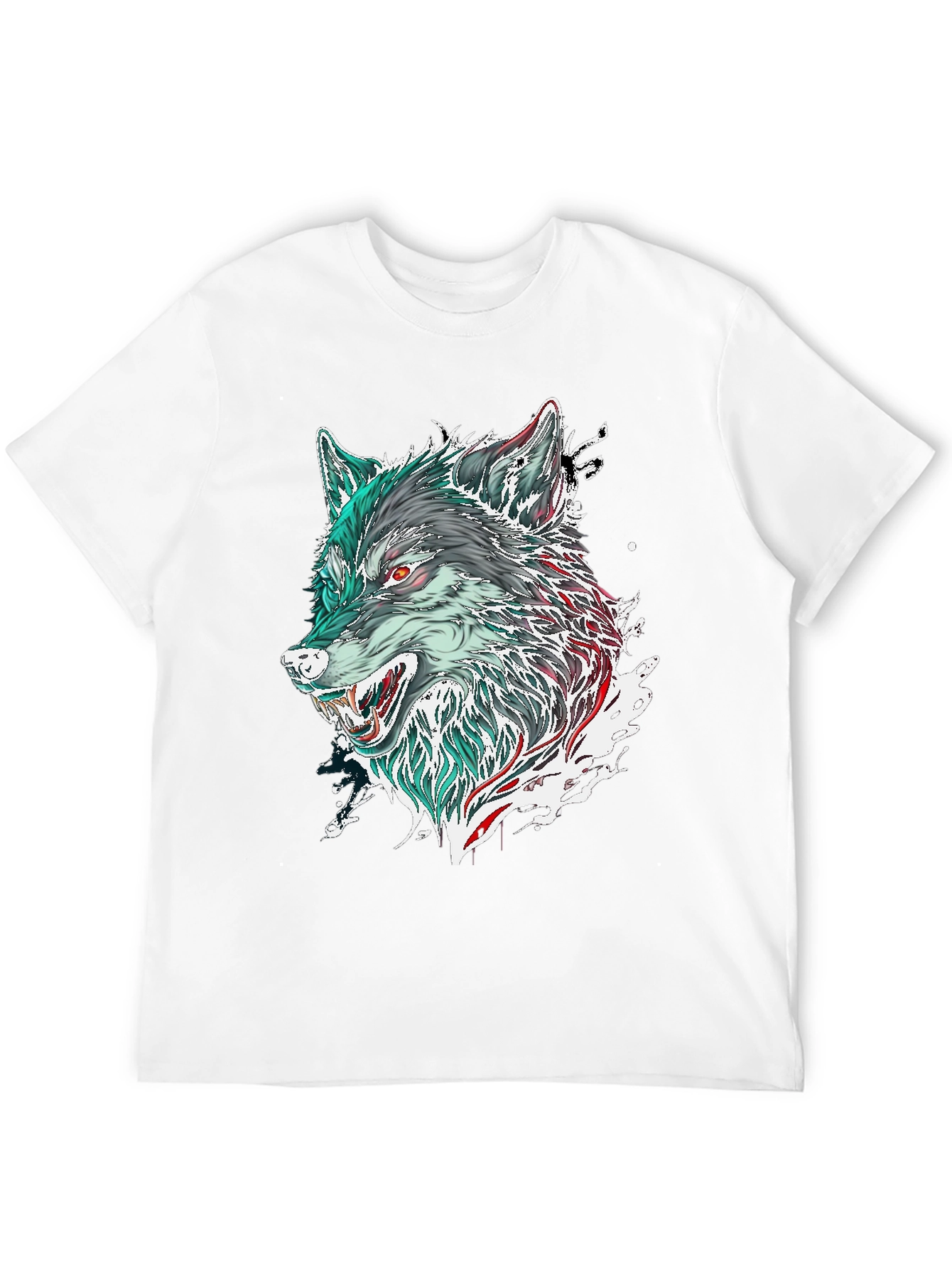 Black Wolf Graphic Print Black T-Shirt view 12