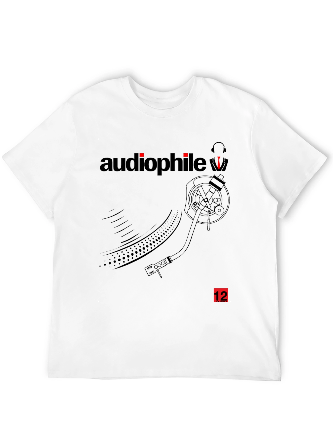 Black Audiophile T-Shirt - Record Player Graphic Tee - Black view 12