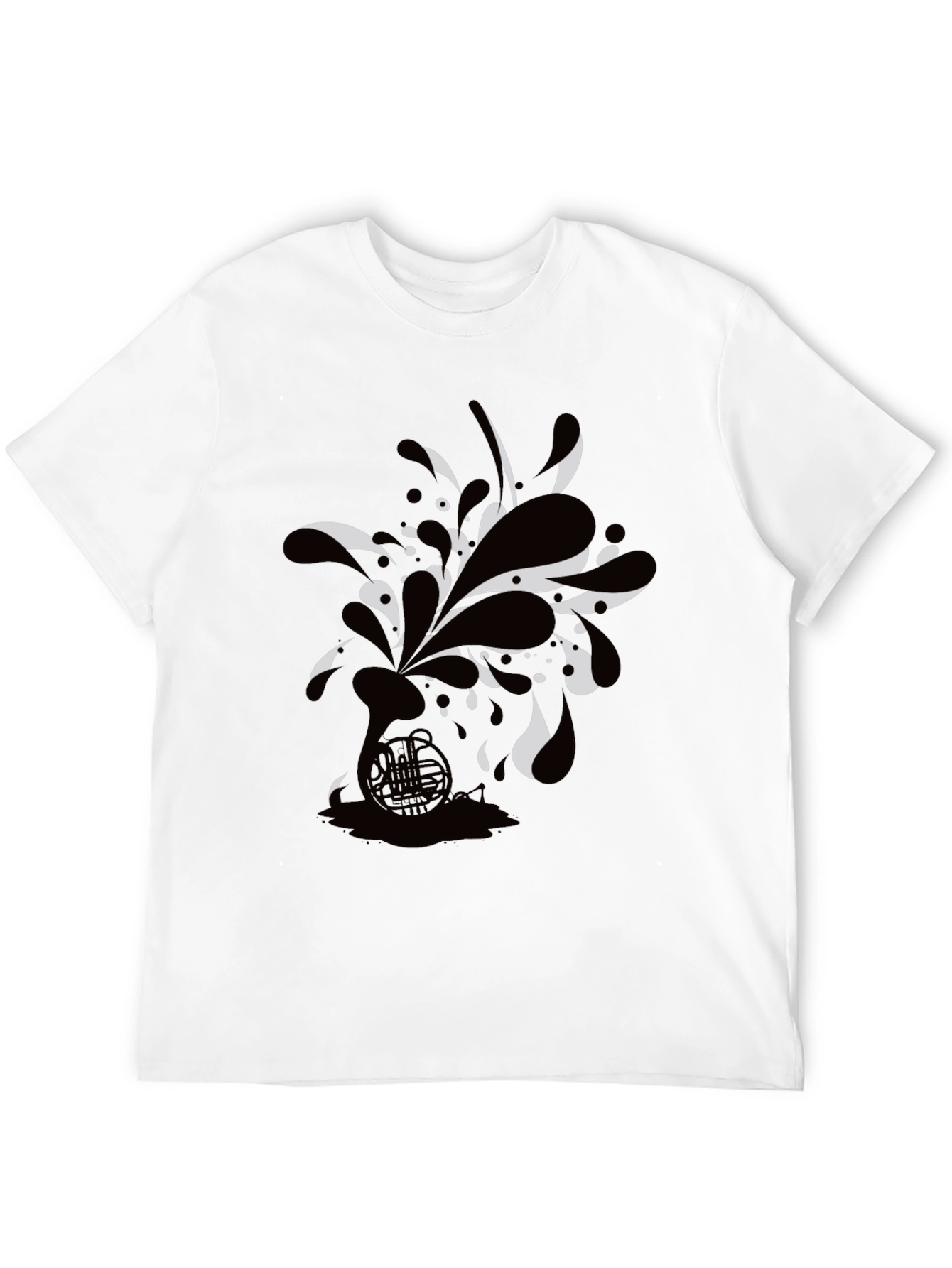 Black Black Tee with Abstract Horn Graphic view 12