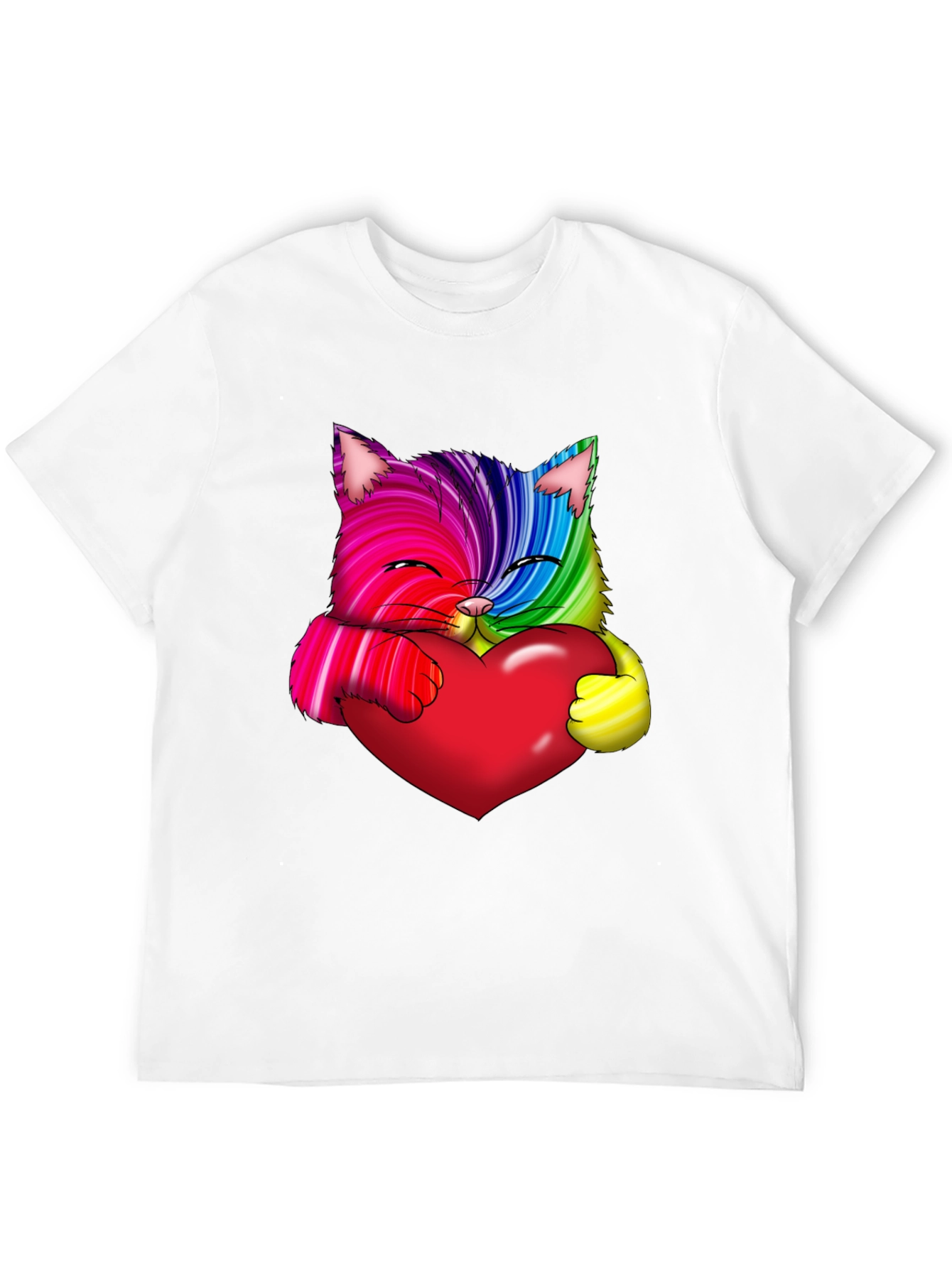 Black Rainbow Cat Heart Graphic Tee - Love & Pride view 12