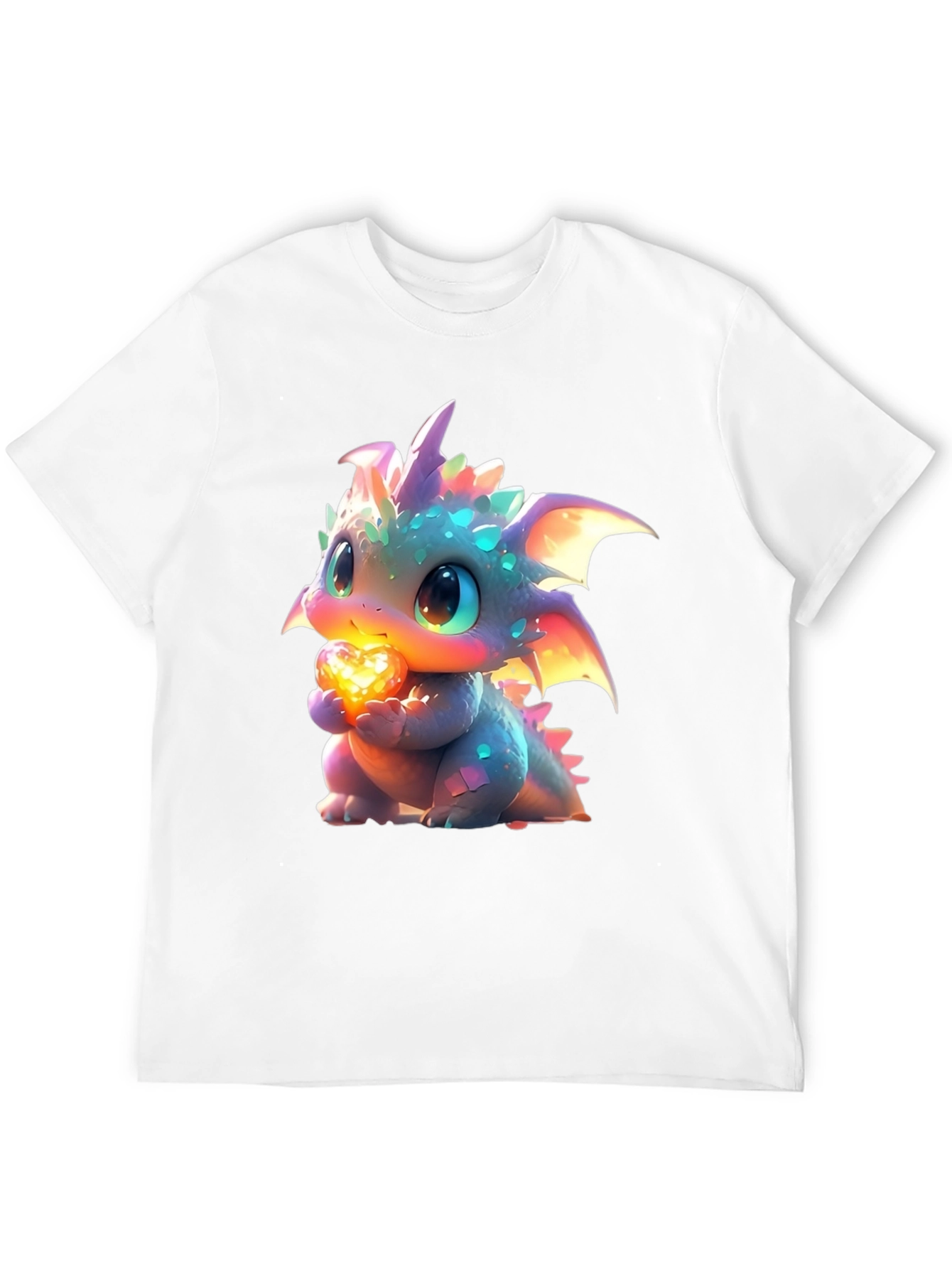 Black Cute Dragon Holding Heart Graphic T-Shirt view 12