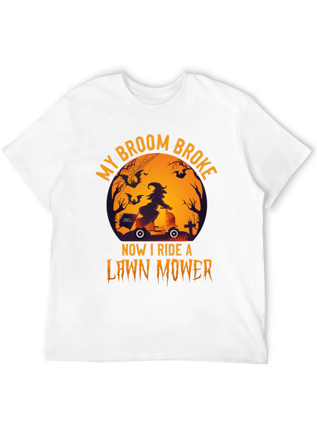 Black Halloween Witch Lawn Mower T-Shirt view 12