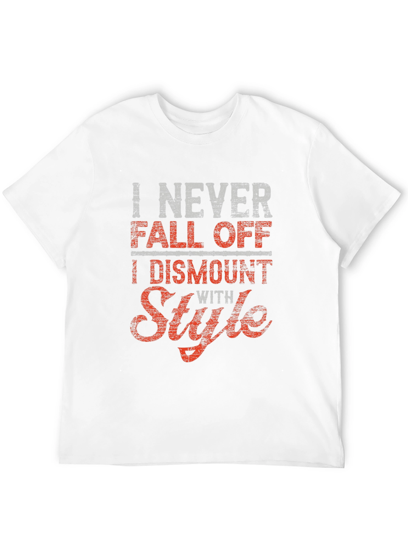 Black Funny Style T-Shirt - I Never Fall Off, I Dismount With Style view 12