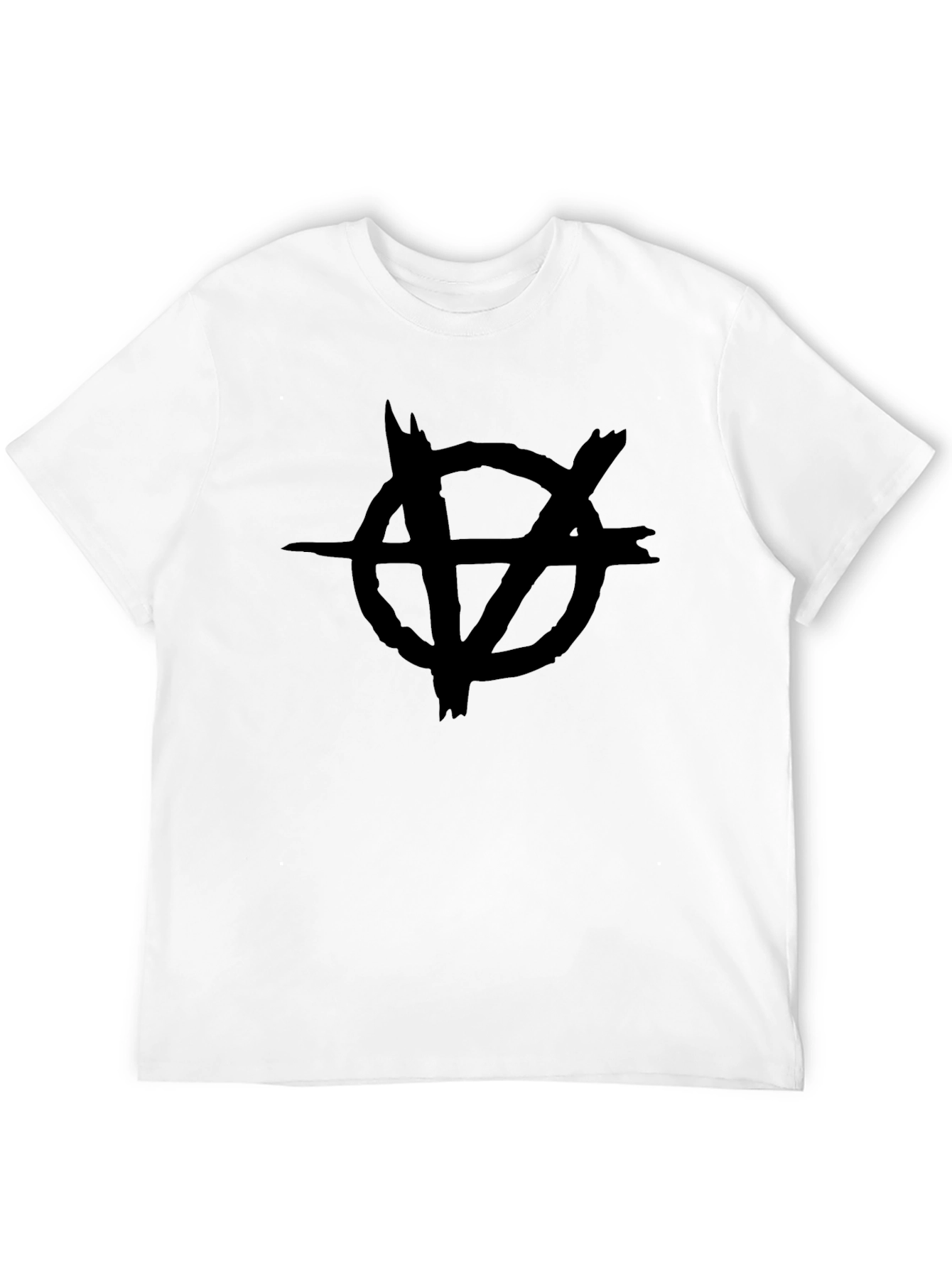 Black Distressed Circle V Symbol Black T-Shirt view 12