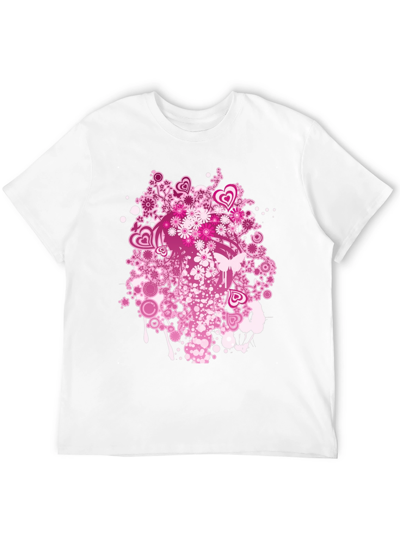 Black Floral Heart Print Black T-Shirt view 12