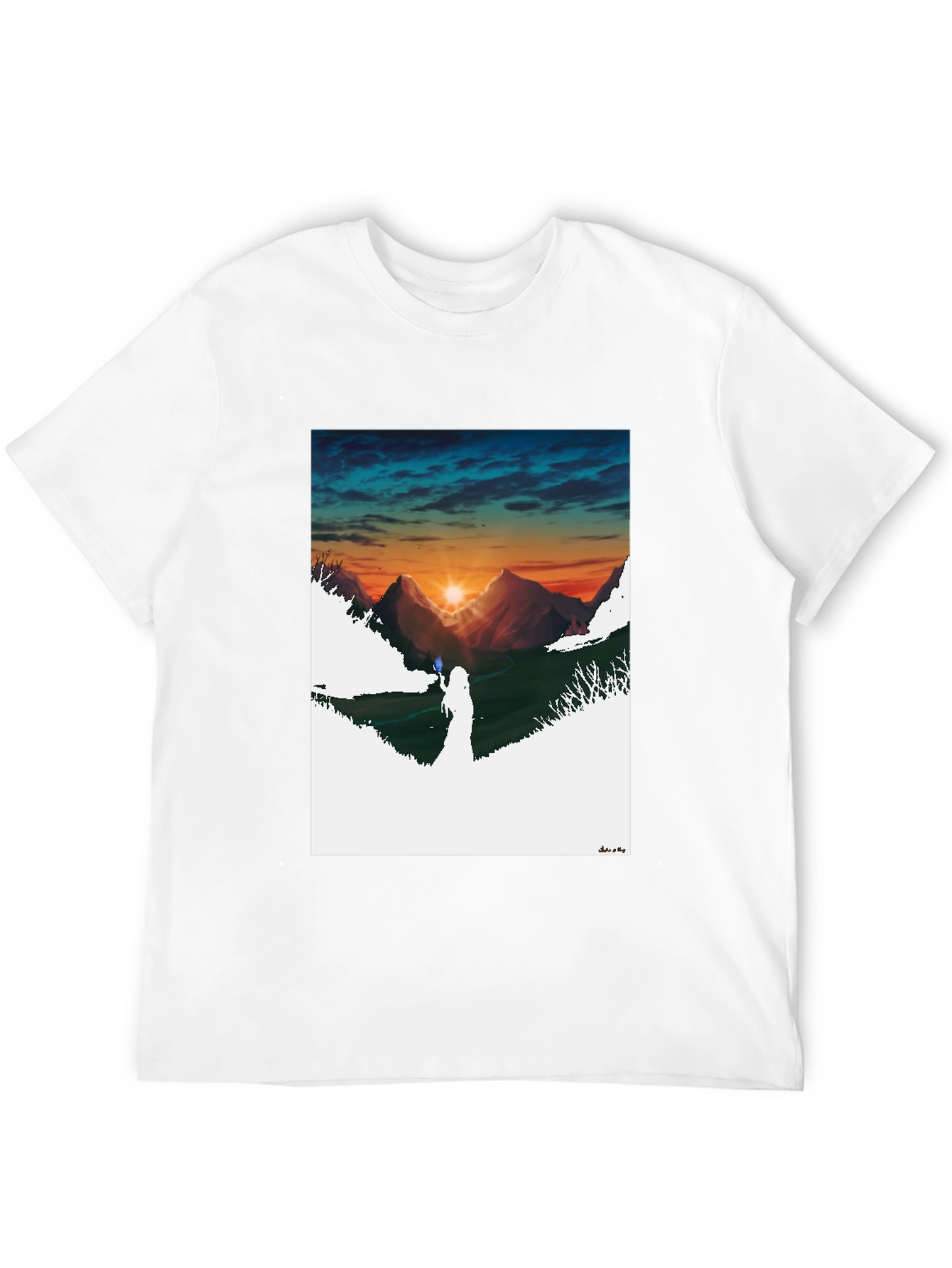 Black Sunset Mountain Graphic Tee - Stylish Black T-Shirt view 12