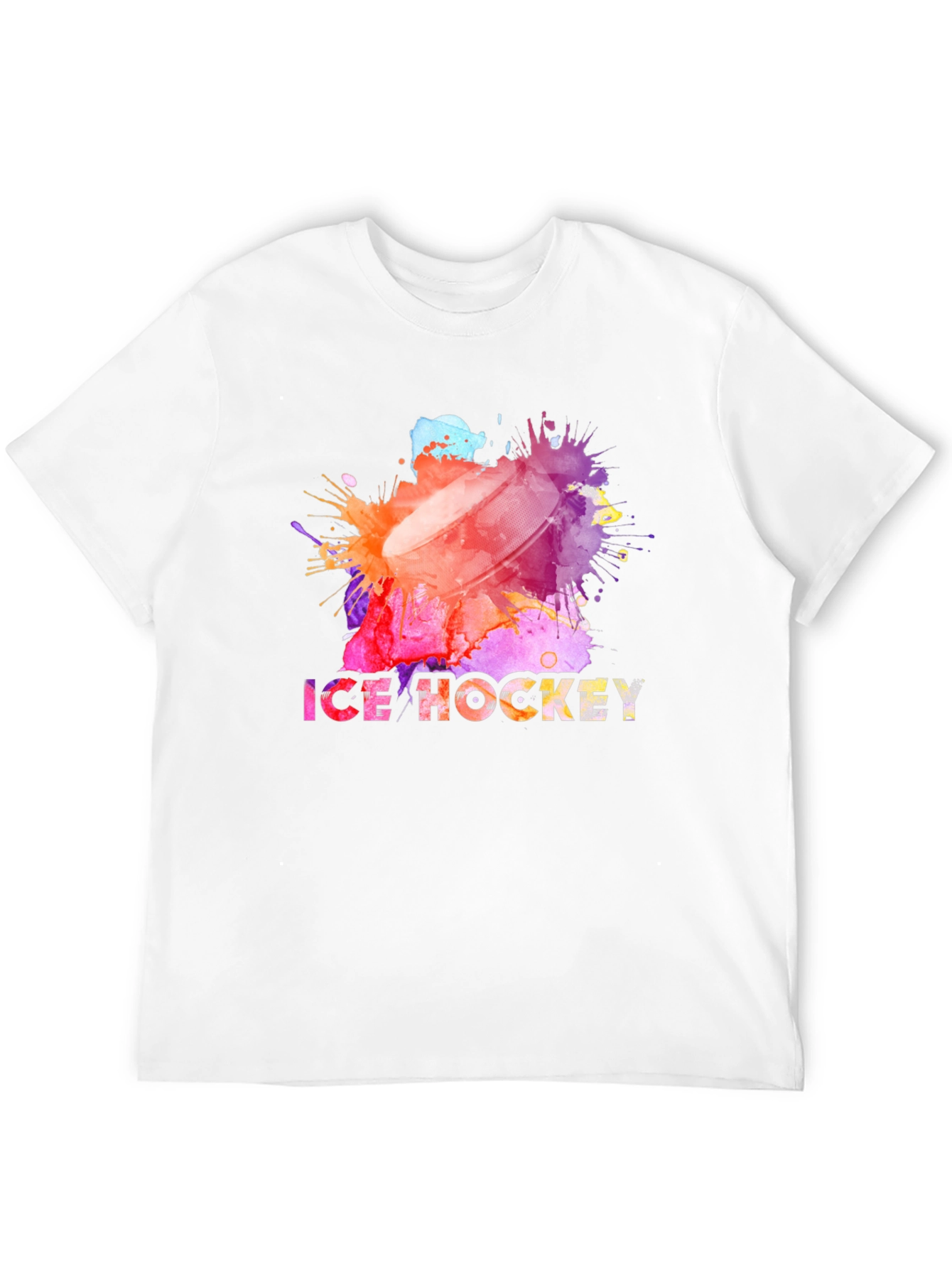 Black Watercolor Ice Hockey Graphic T-Shirt view 12