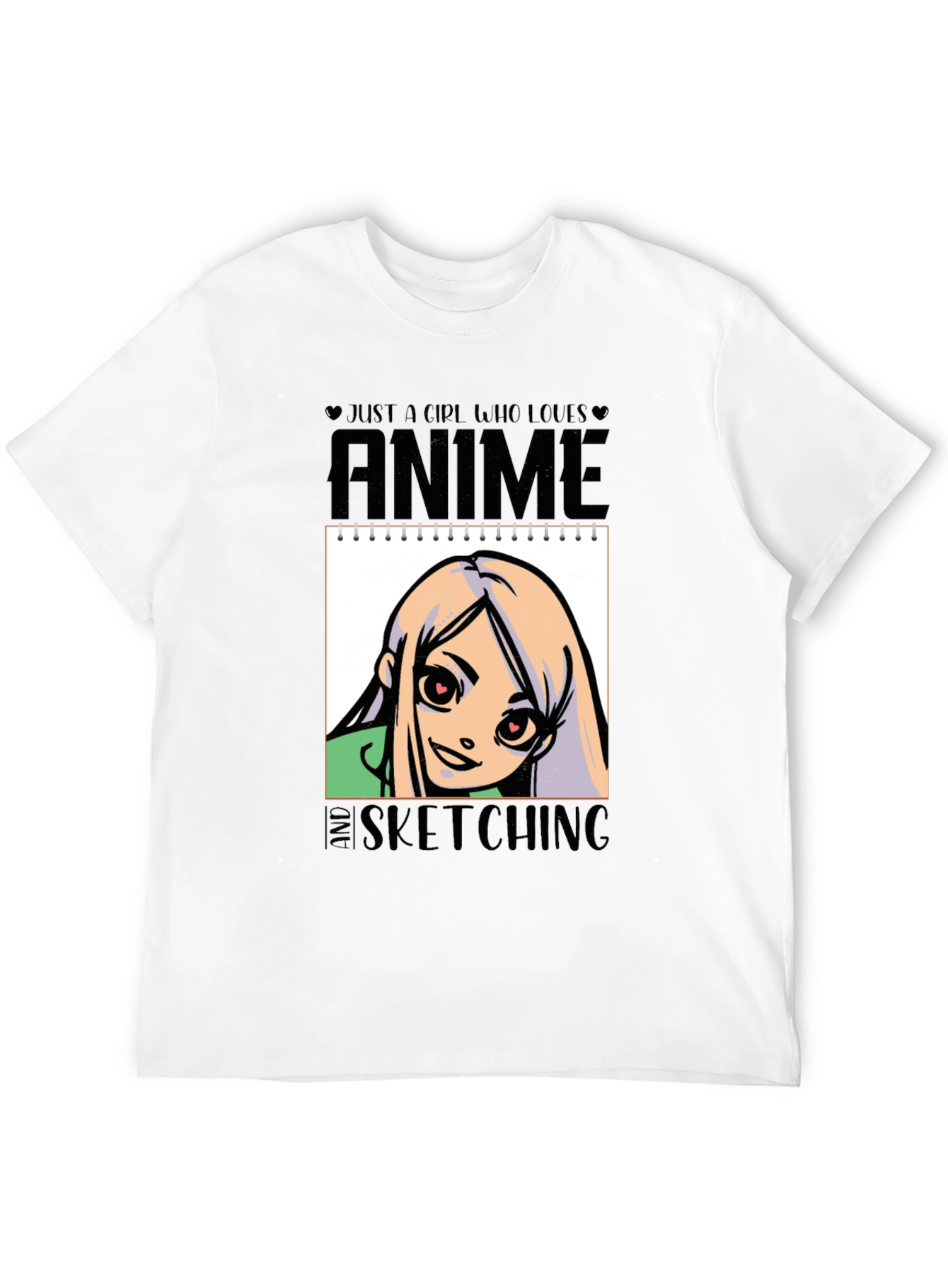 Black Anime and Sketching Girl's T-Shirt view 12