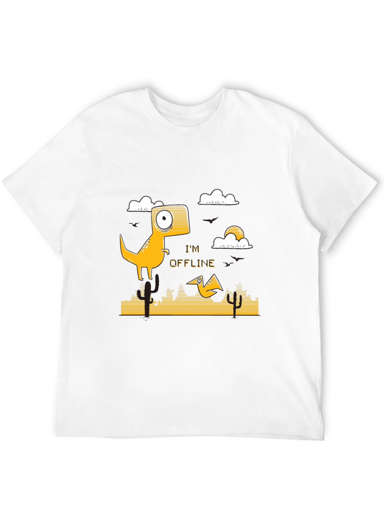 Black I'm Offline T-Shirt - Dinosaur Design - Black view 12