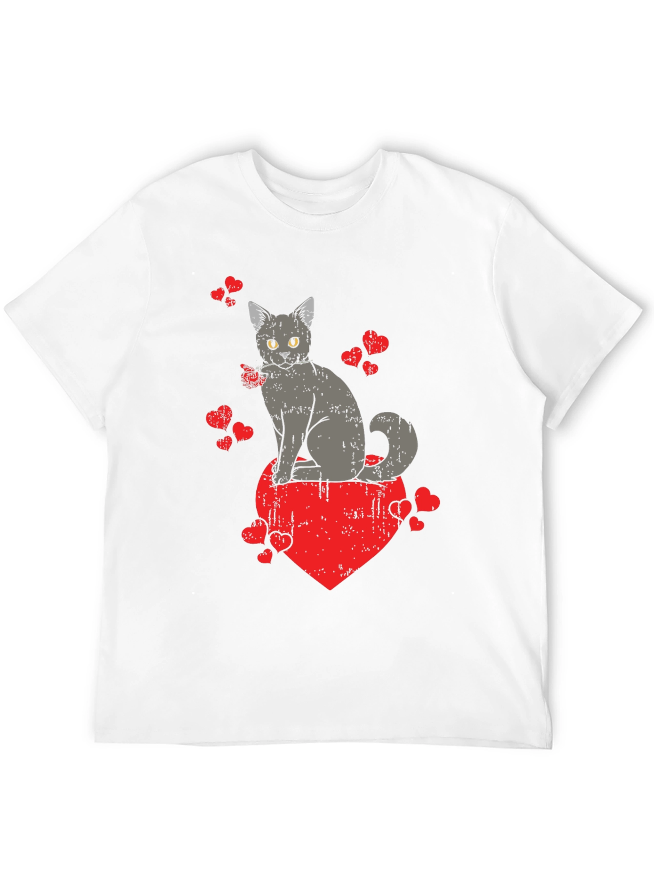 Black Cat Heart Valentine's Day Graphic T-Shirt view 12