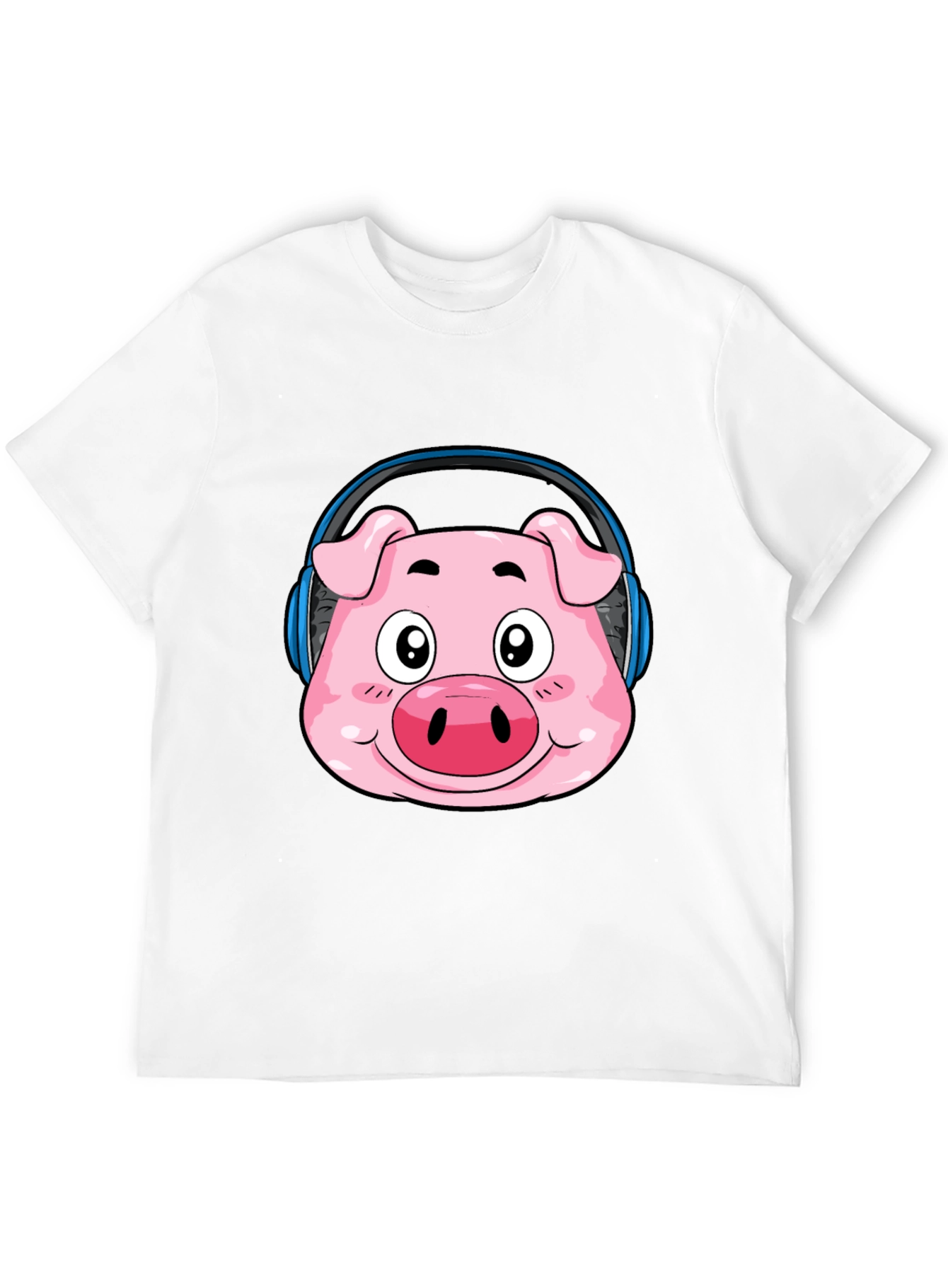 Black Pig Headphone T-Shirt - Funny Cartoon Animal Tee view 12