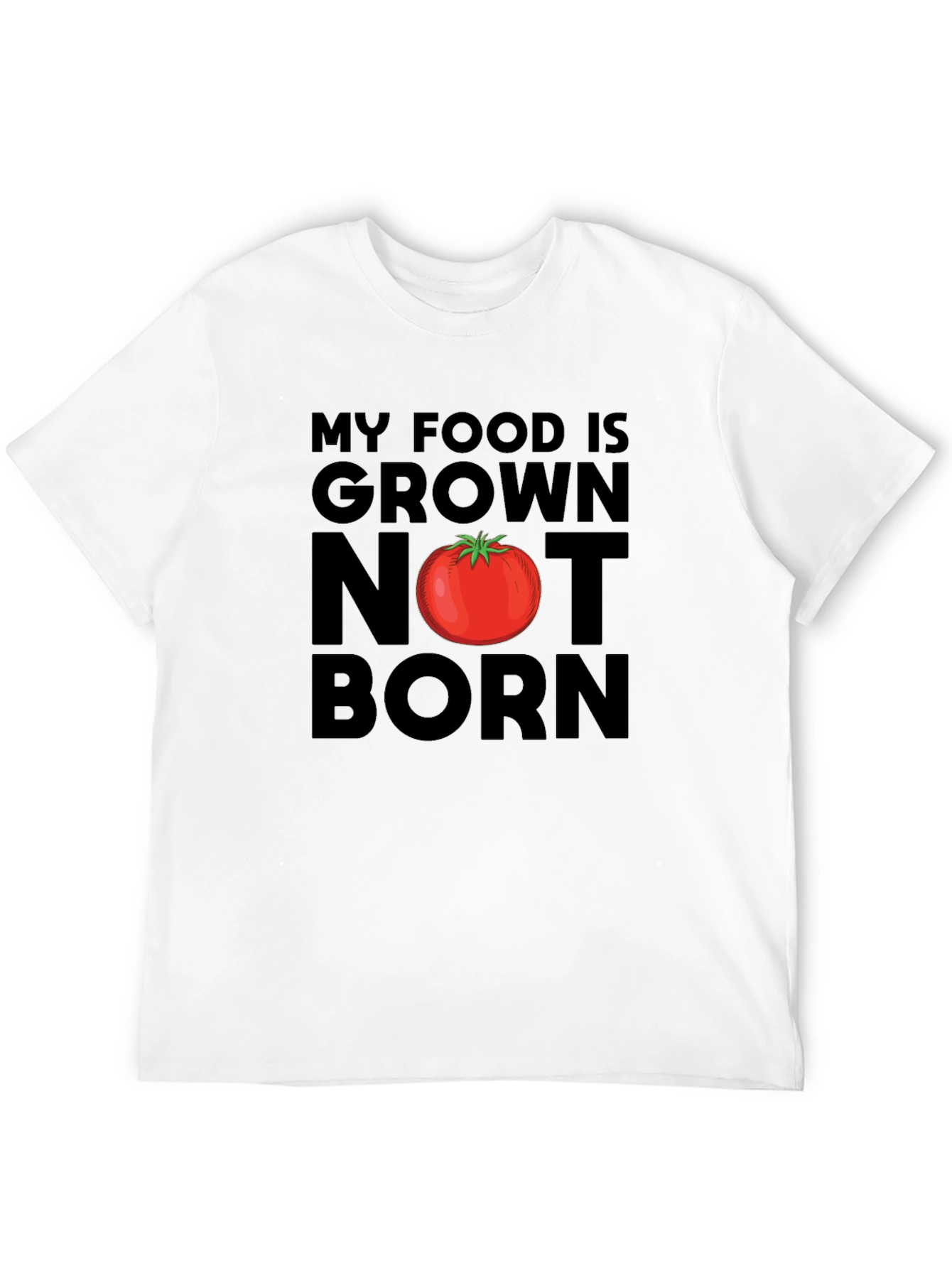 Black Vegan T-Shirt: My Food is Grown, Not Born view 12