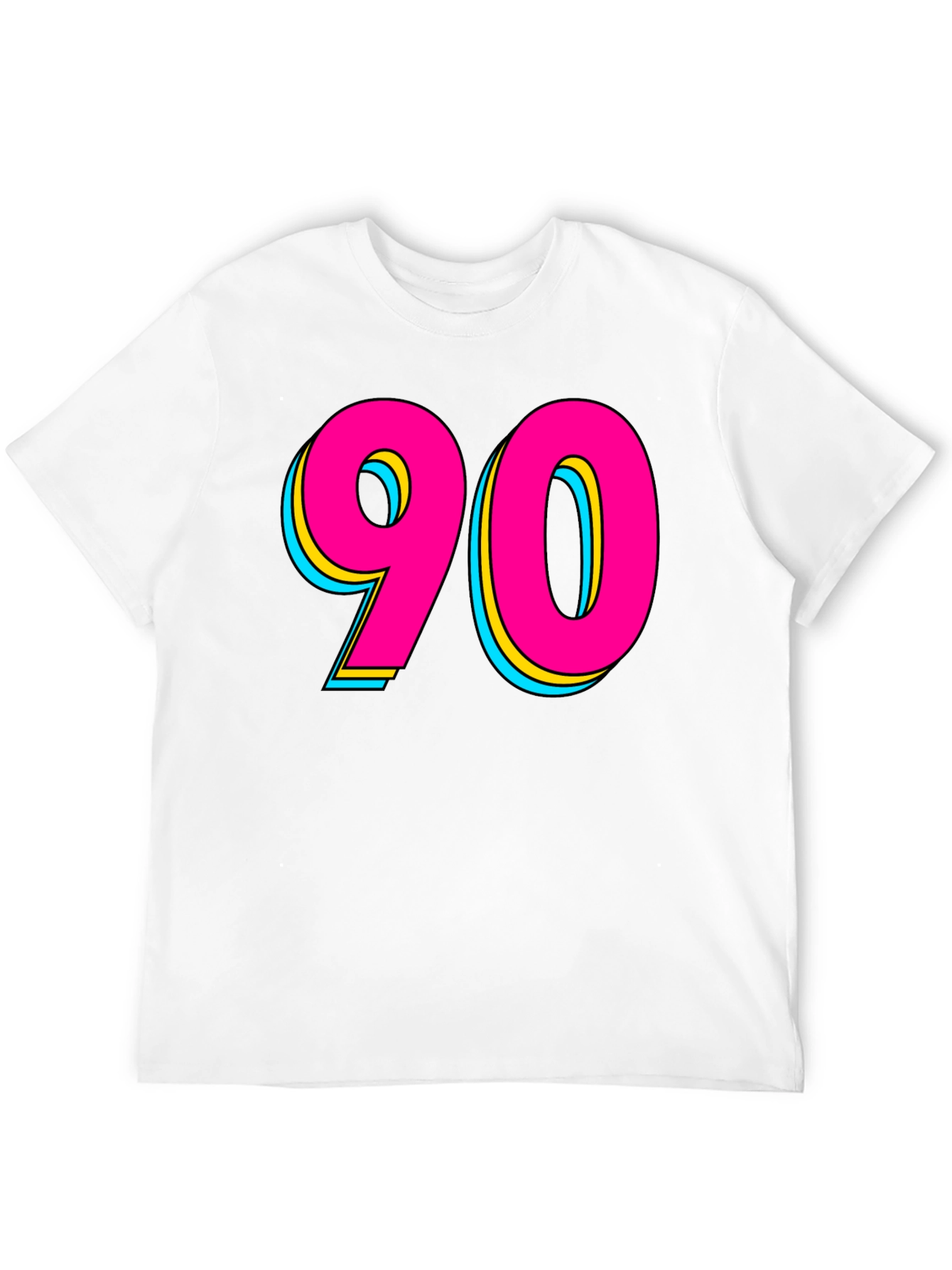 Black 90s Style Graphic Tee - Retro Neon Design view 12