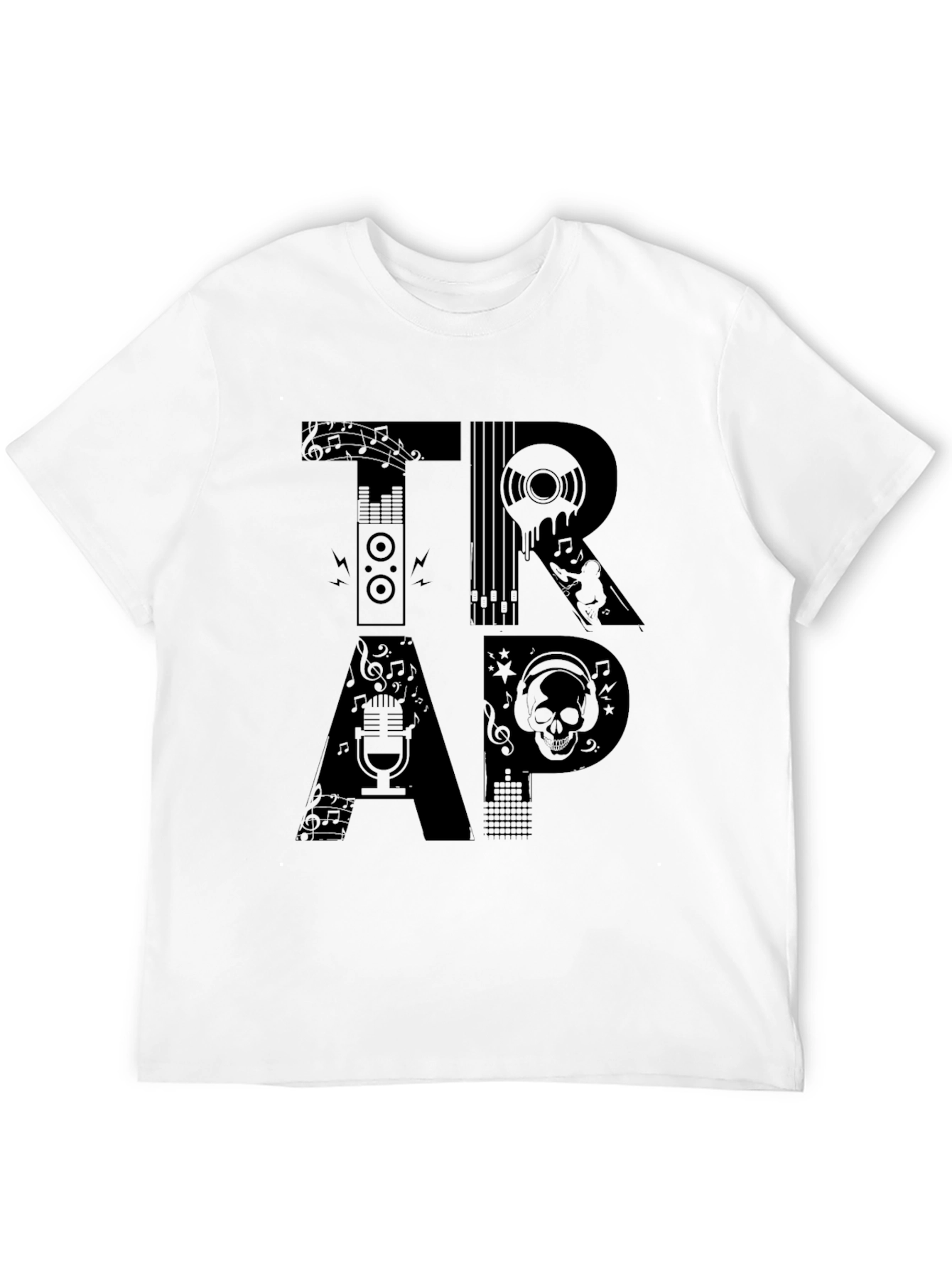 Black Trap Music Graphic Print Black T-Shirt view 12