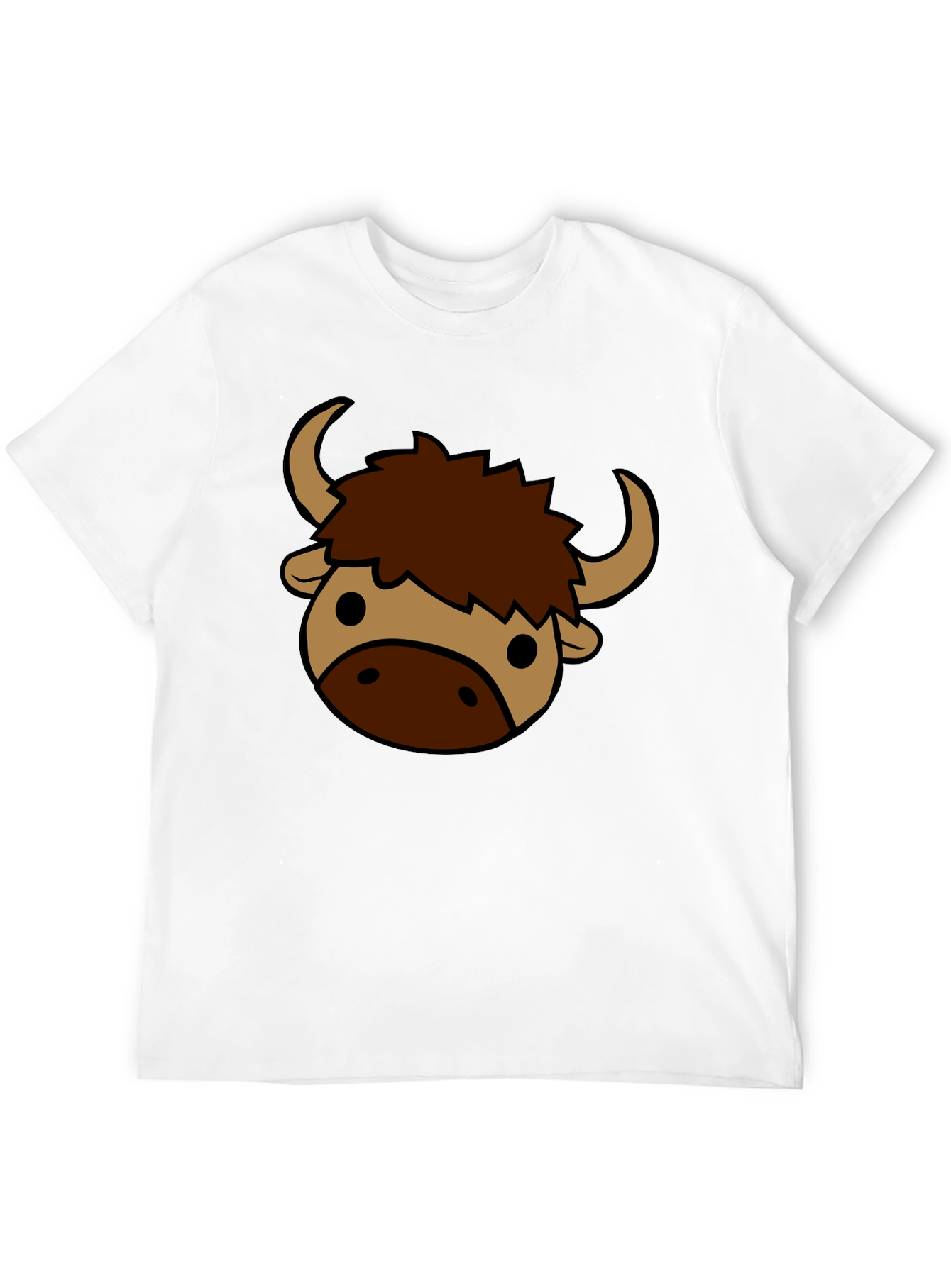 Black Cartoon Yak Graphic Tee - Black Cotton T-Shirt view 12