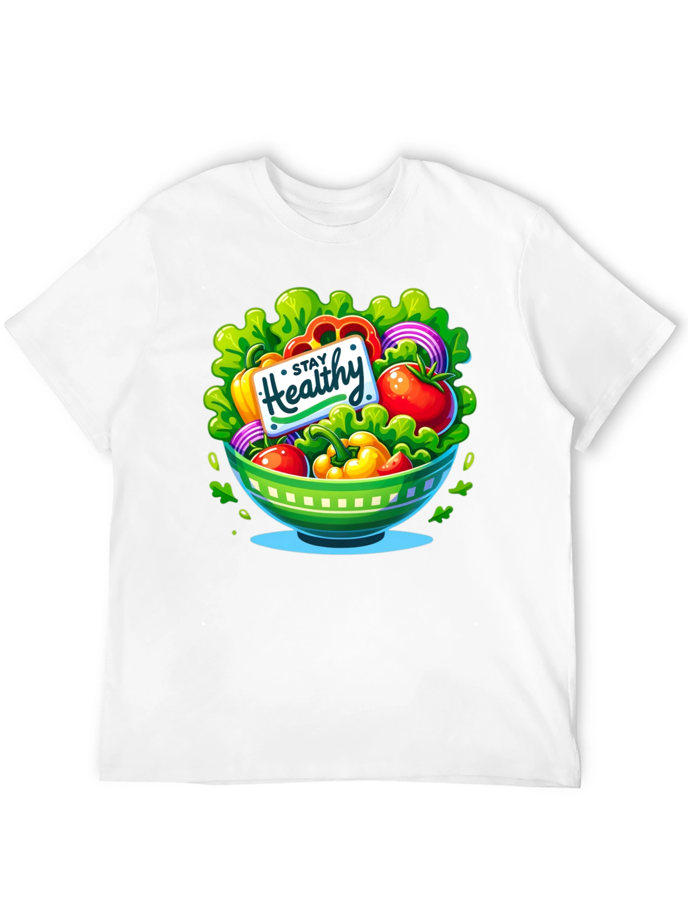 Black Stay Healthy Salad Bowl Graphic Tee view 12