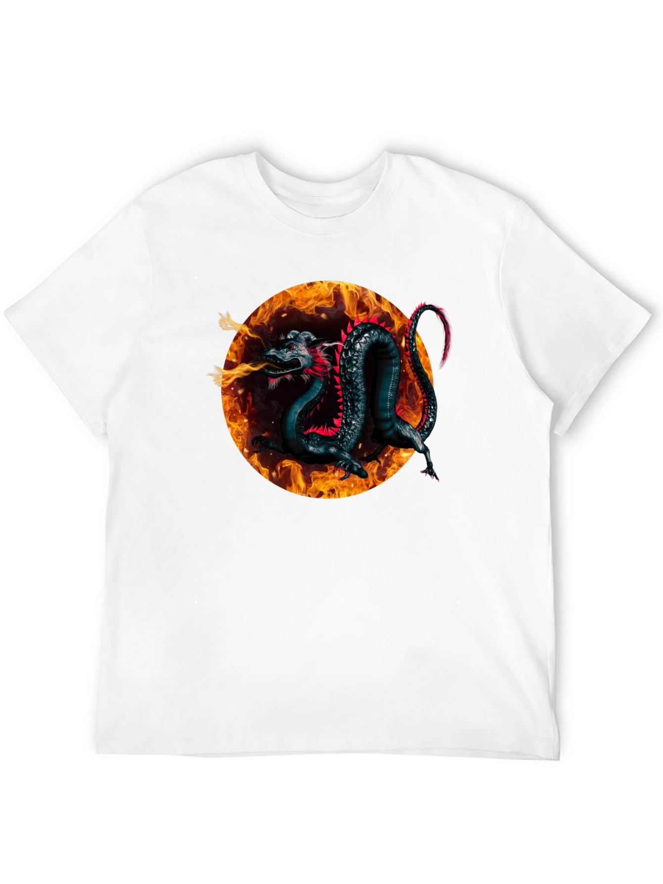 Black Fiery Dragon Graphic Black T-Shirt view 12