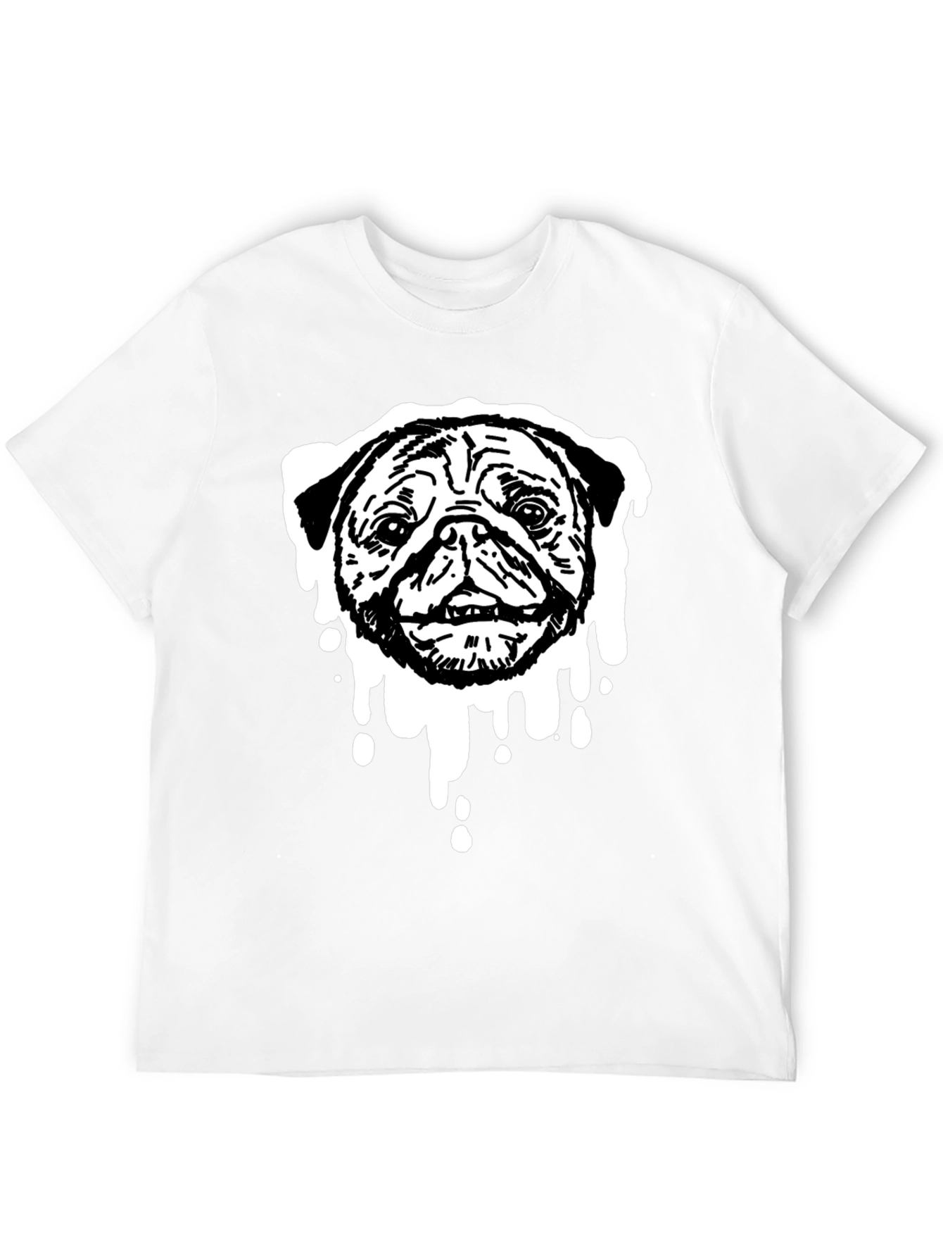 Black Pug Drip Graphic Tee - Black Cotton Blend view 12