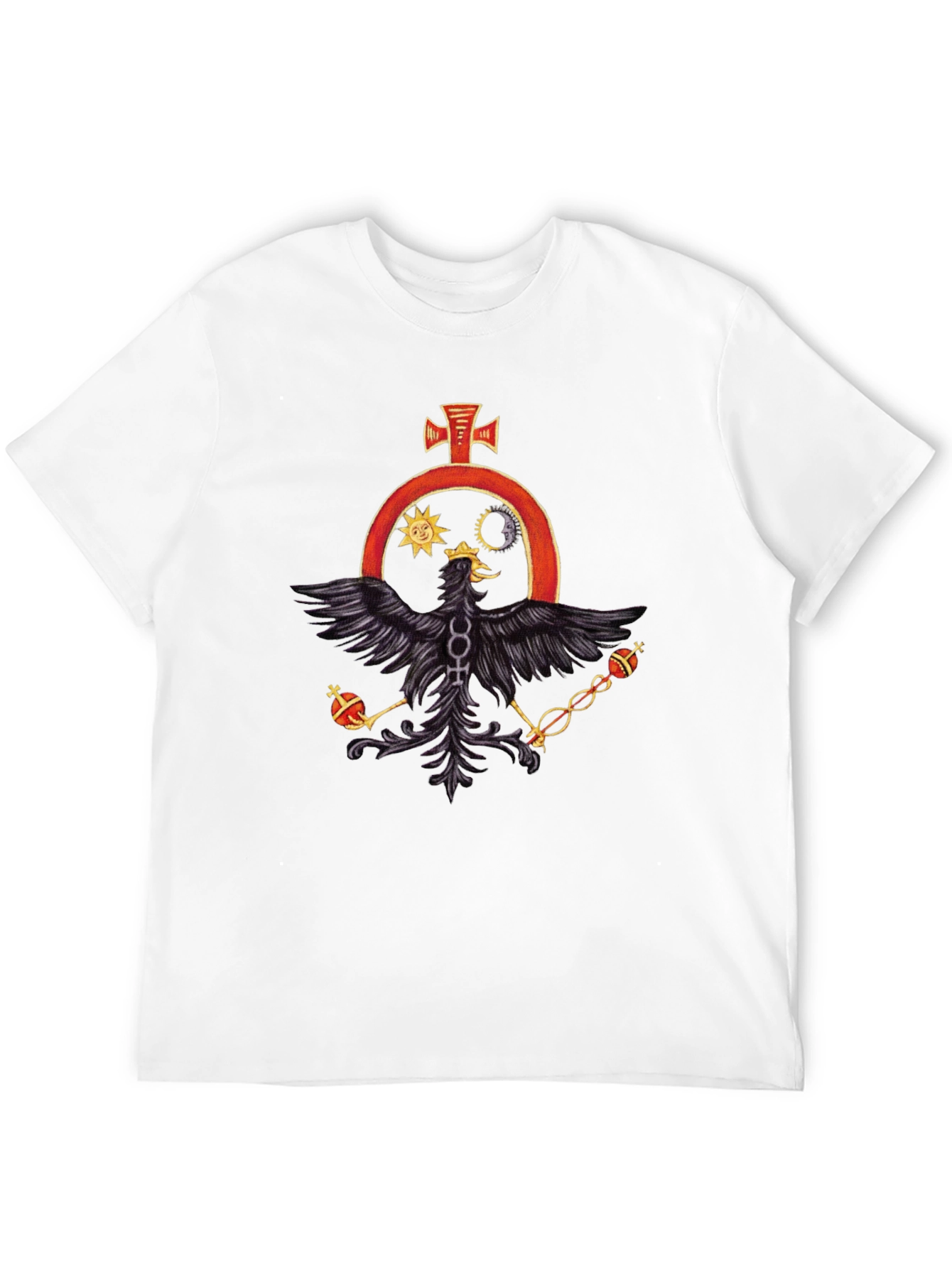 Black Black T-Shirt with Alchemical Symbol Eagle Design view 12