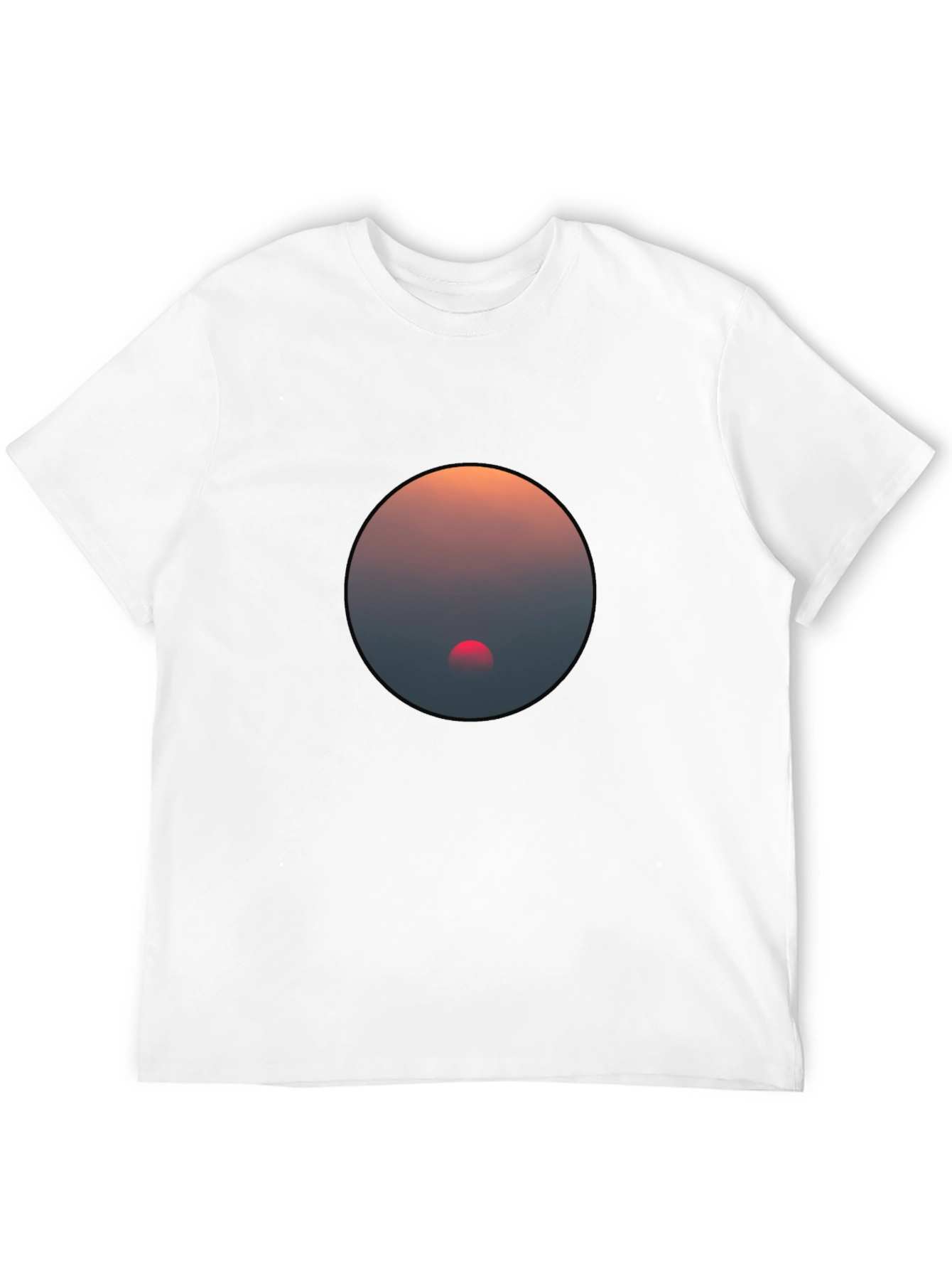 Black Sunset Circle Graphic Black T-Shirt view 12