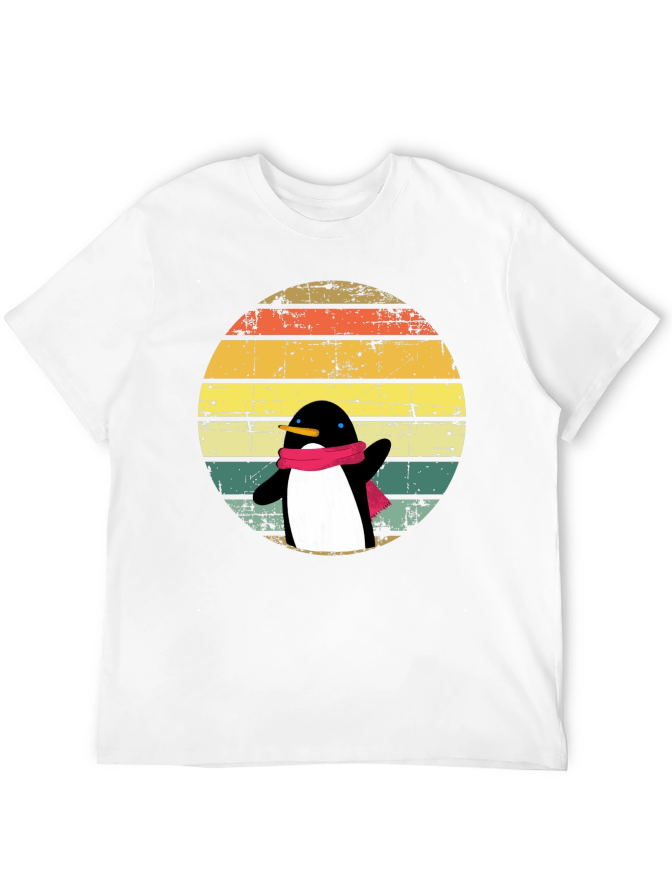 Black Penguin Dab T-Shirt: Retro Sunset Design view 12