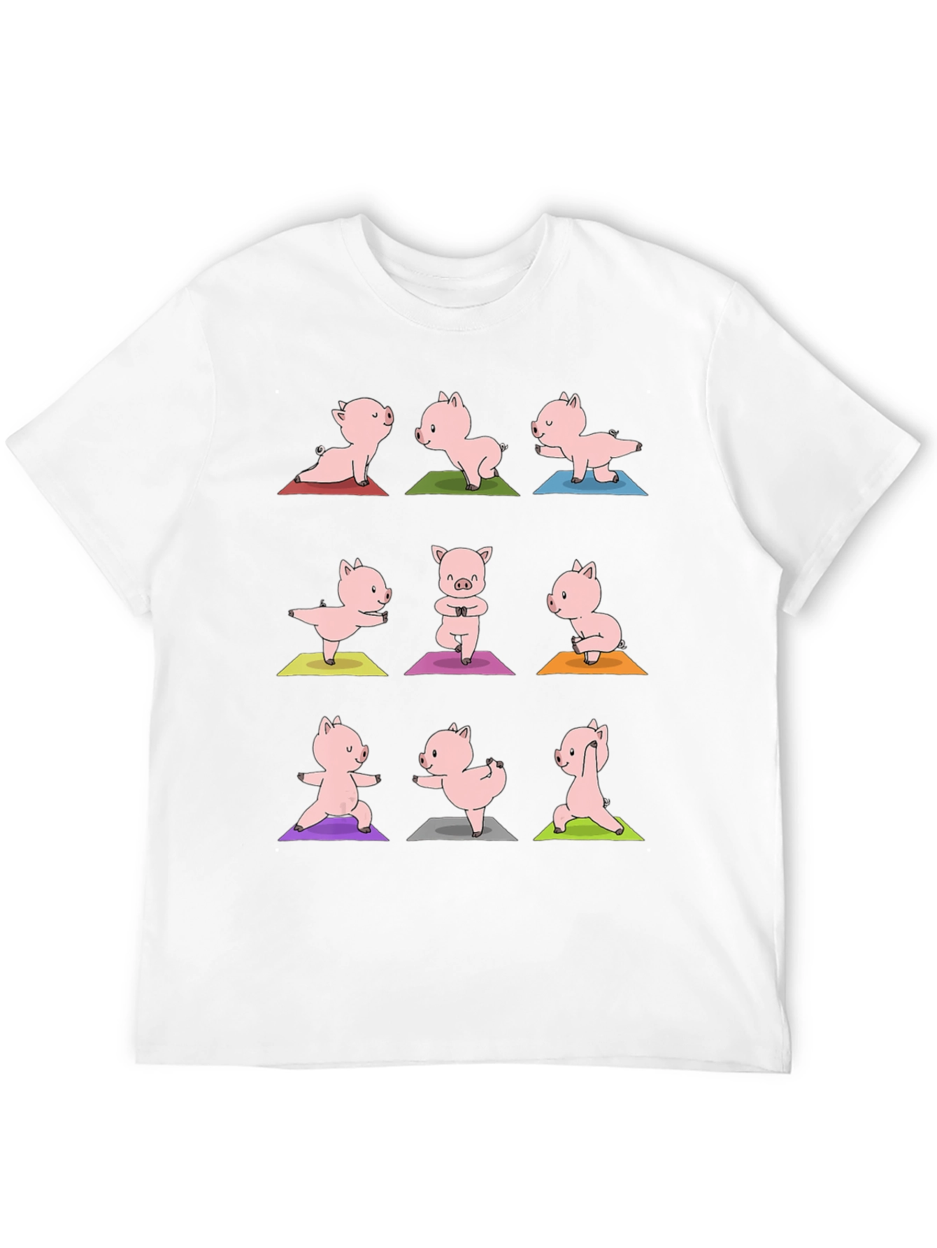 Black Yoga Pig T-Shirt - Black Cotton Graphic Tee view 12