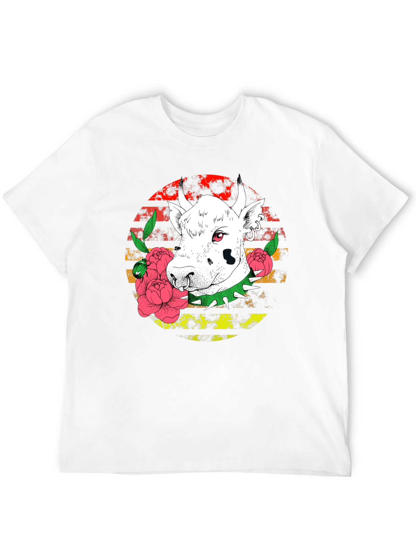 Black Edgy Cow Graphic Tee - Punk Rock Style view 12