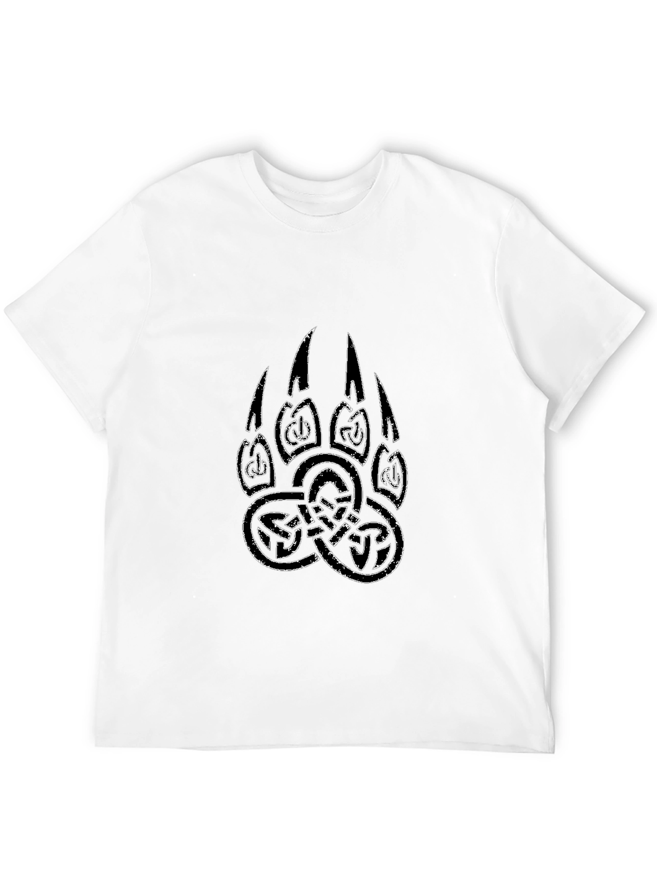 Black Men's Black T-Shirt with Tribal Bear Claw Design view 12