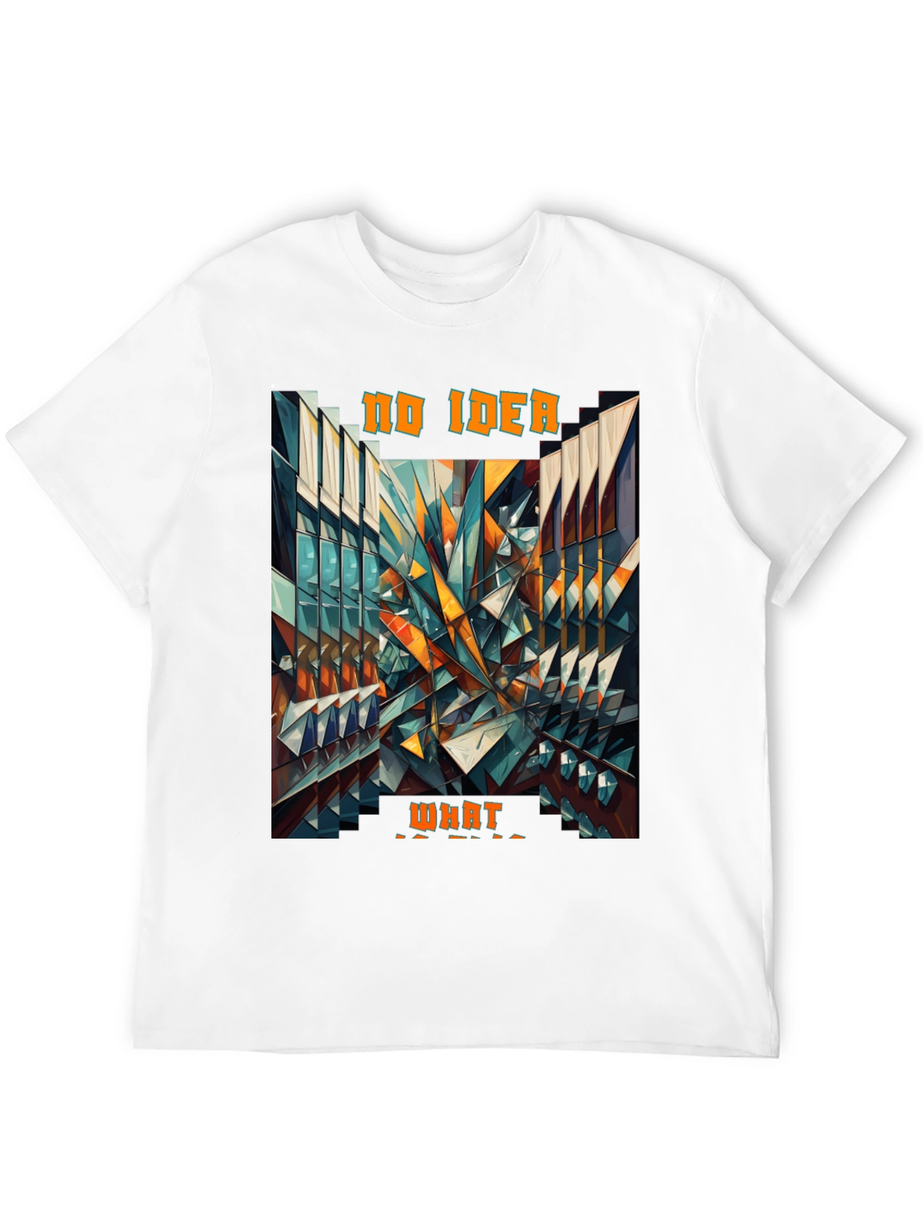 Black Abstract Geometric 'No Idea What' Graphic Tee view 12