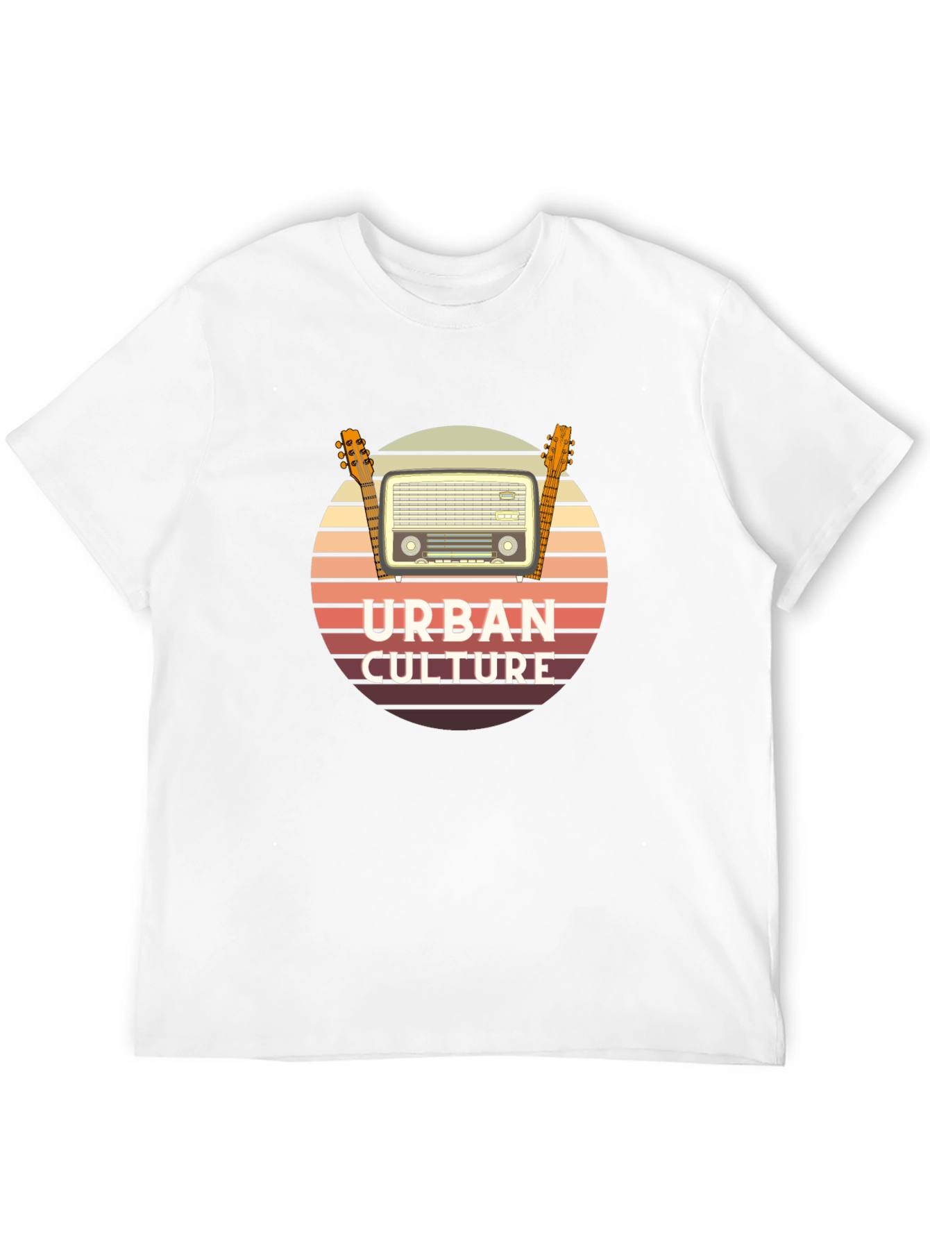 Black Urban Culture Retro Radio & Guitar T-Shirt view 12