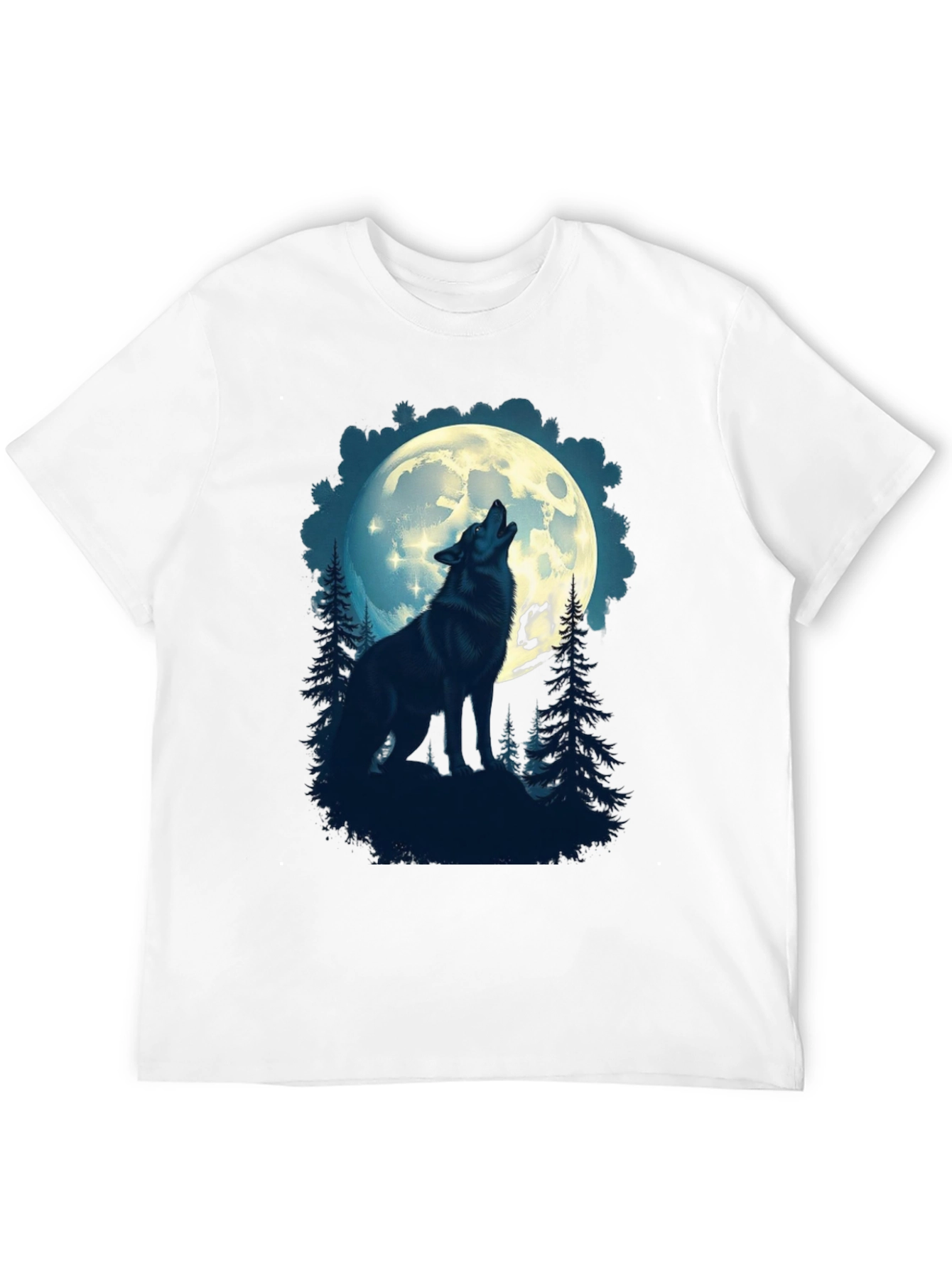 Black Wolf Howling at Moon Graphic T-Shirt view 12