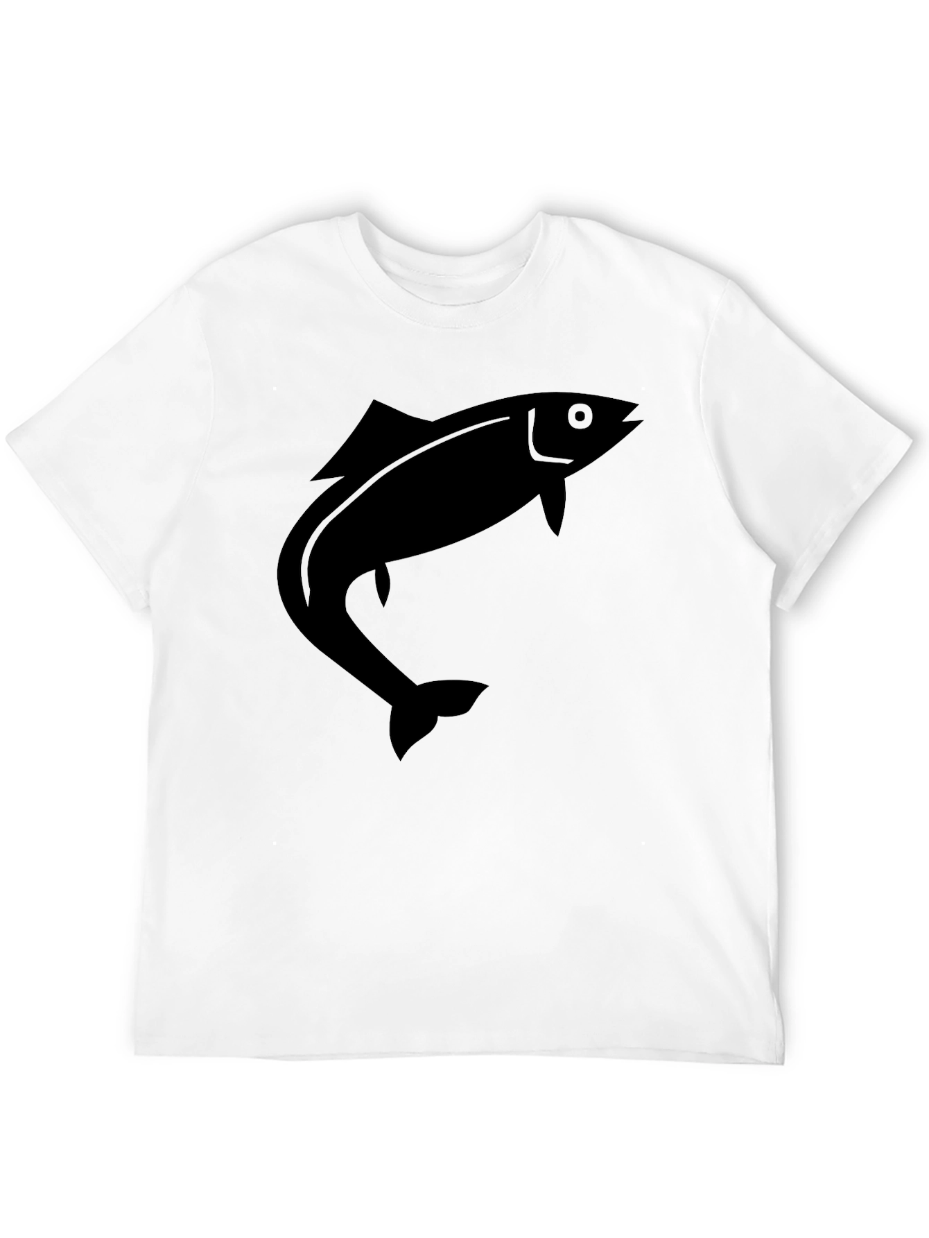 Black Men's Black T-Shirt with Fish Graphic view 12