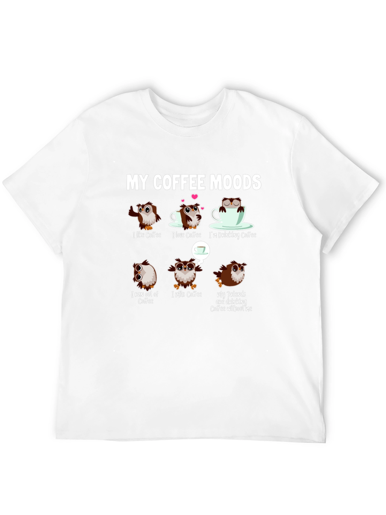 Black Coffee Moods Owl Graphic Tee - Funny Coffee Lover Shirt view 12