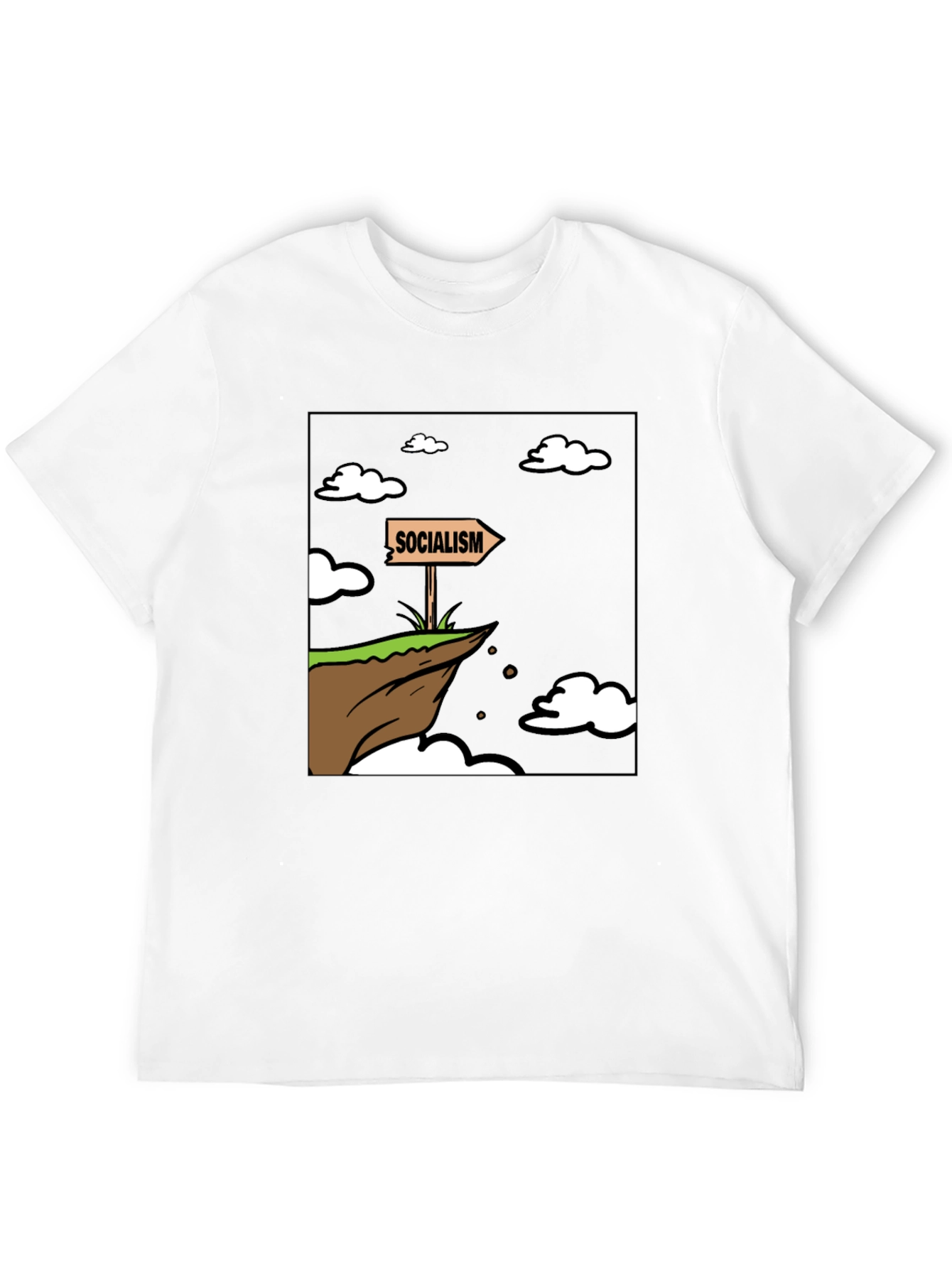 Black Socialism Cliff Edge Humor Graphic Tee view 12