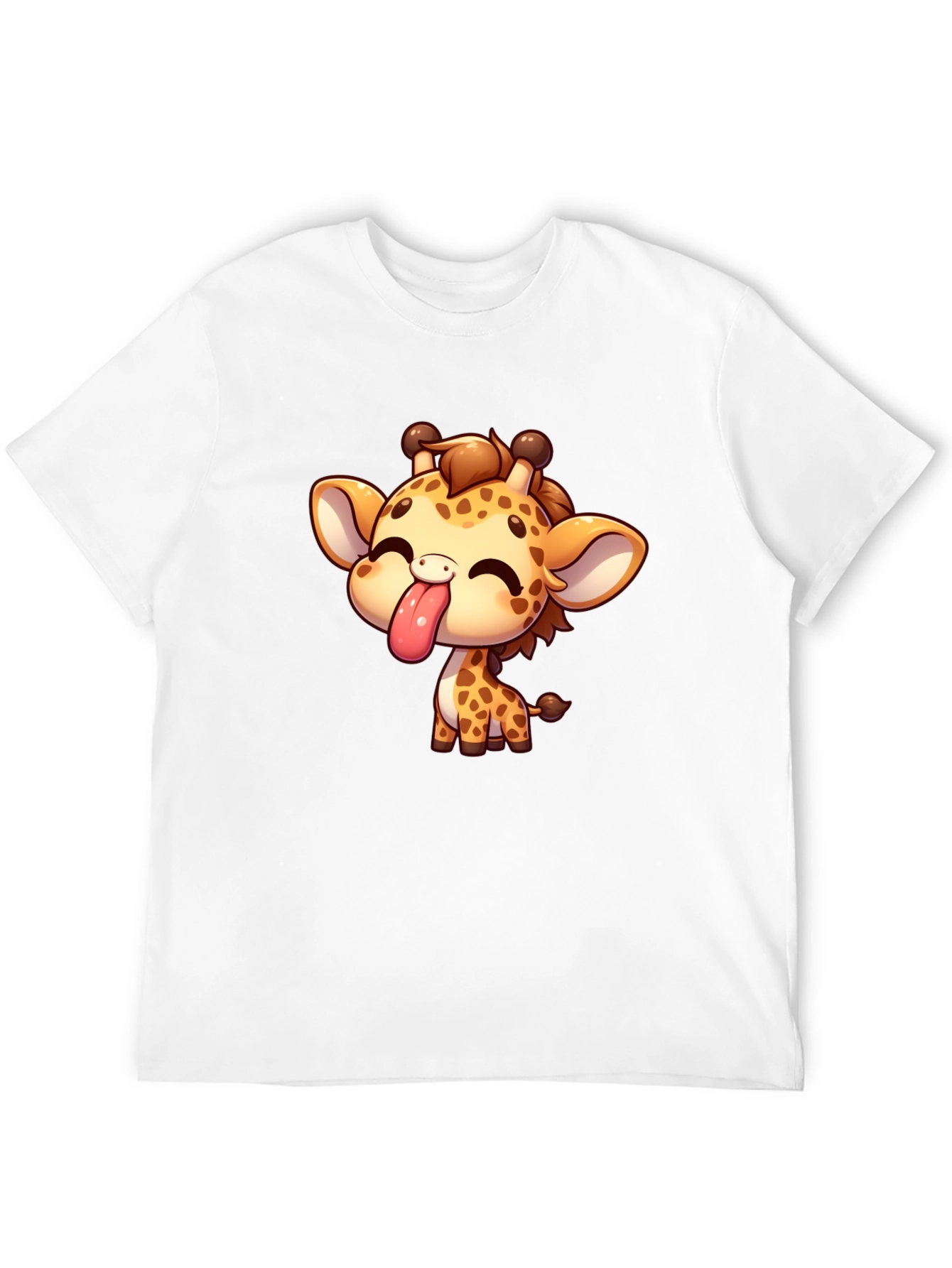 Black Cute Cartoon Giraffe Black T-Shirt view 12
