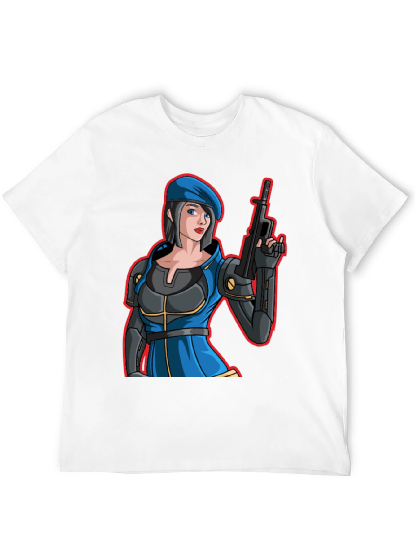 Black Cartoon Soldier Woman T-Shirt view 12