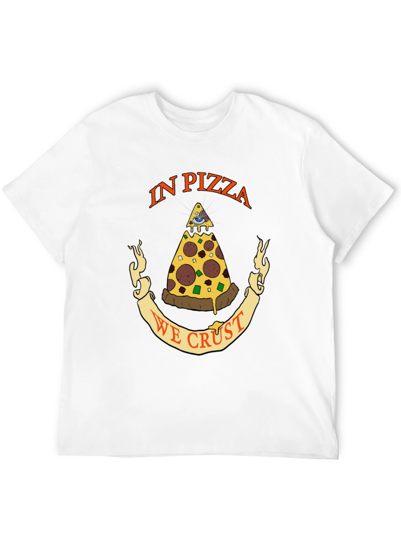 Black Pizza Graphic Tee - "In Pizza We Crust" Black Cotton T-Shirt view 12