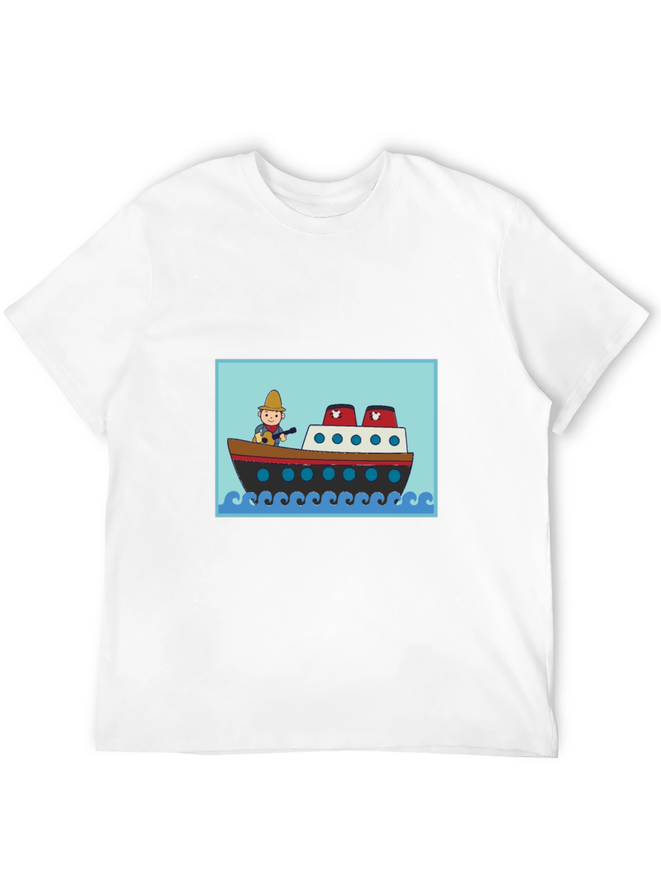 Black Cartoon Ship T-Shirt - Novelty Graphic Tee view 12