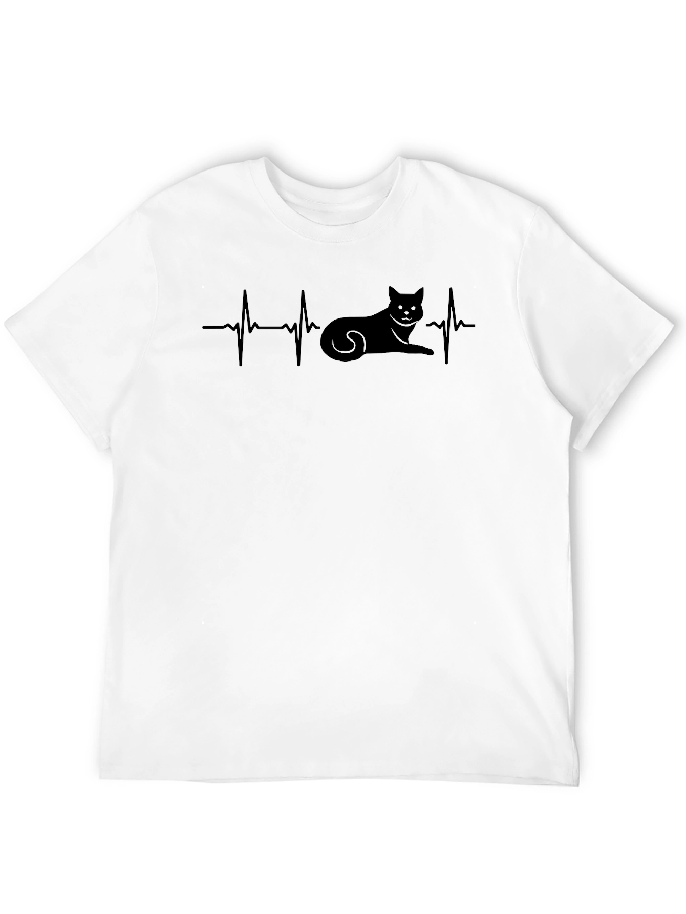 Black Cat Heartbeat T-Shirt - Novelty Tee for Cat Lovers view 12