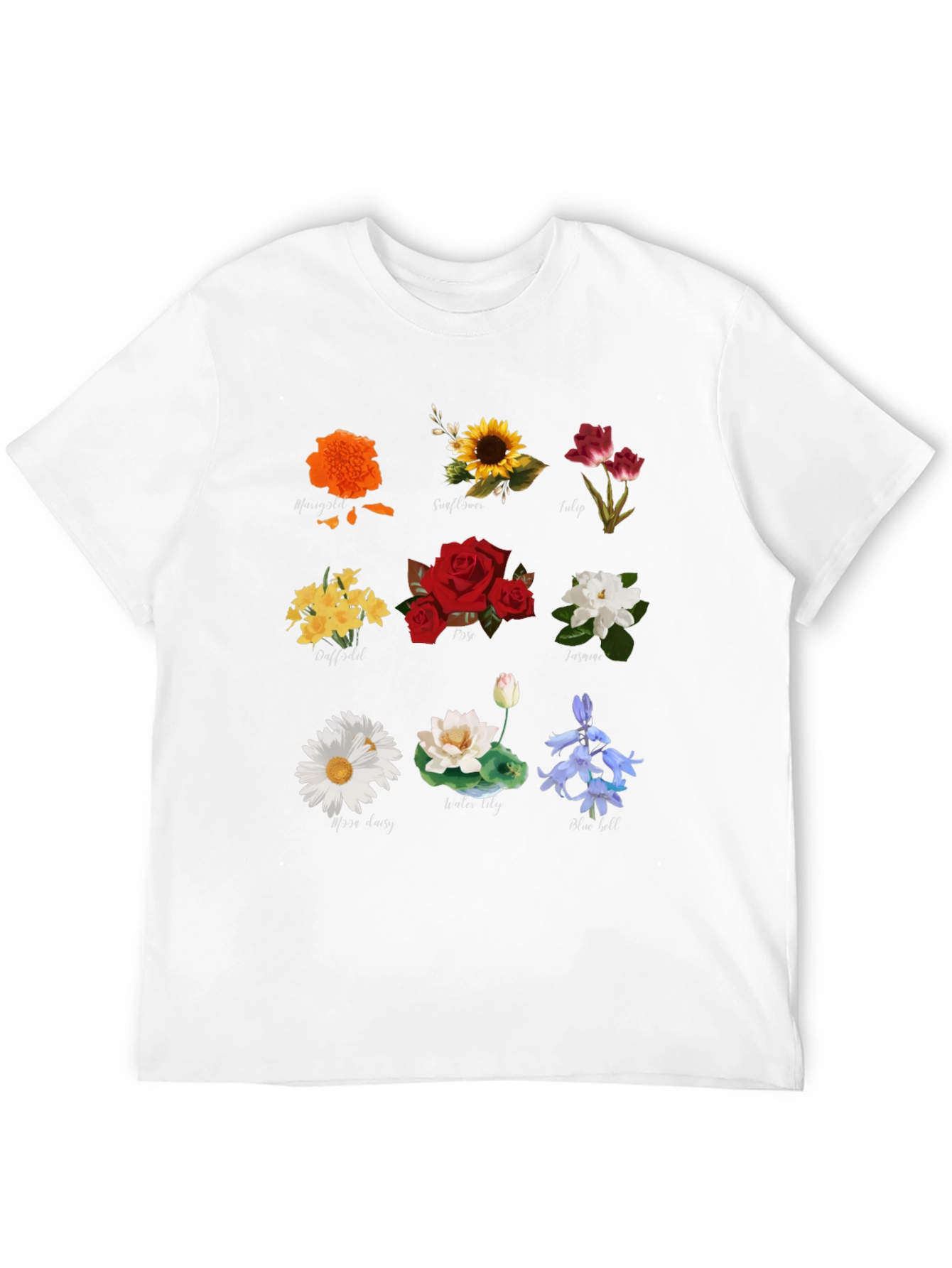 Black Floral T-Shirt with Assorted Flower Prints view 12